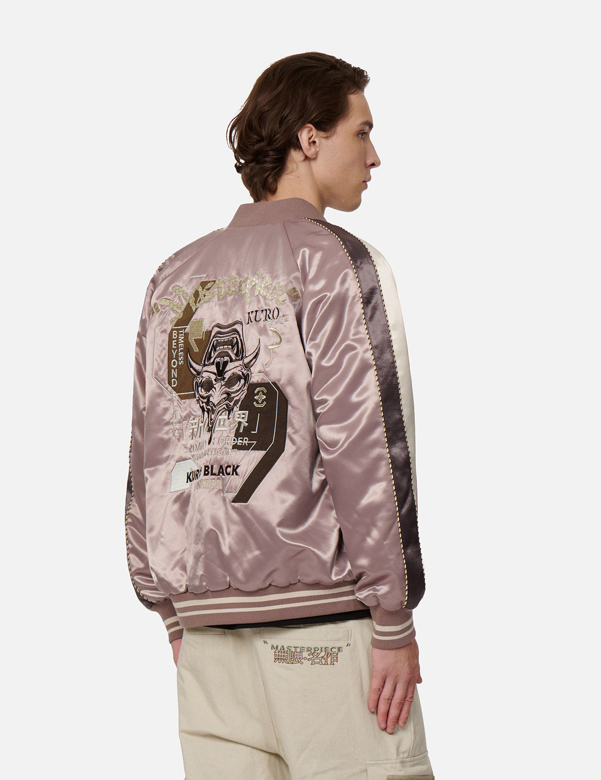 Japanese Hannya Mask Embroidered Padded Souvenir Jacket - Stylish Streetwear for Men & Women | Perfect for Cosplay, Halloween, and Anime Conventions