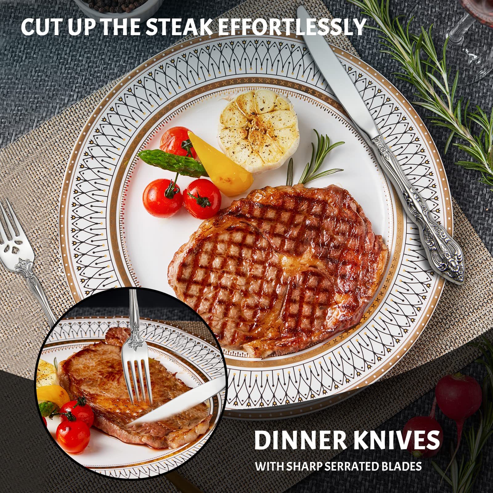 Michelangelo 60-Piece 18/10 Stainless Steel Flatware Set for 12 - Elegant Silverware Cutlery Set, Dishwasher Safe (Silver) - Perfect for Dinner Parties, Weddings & Upscale Dining