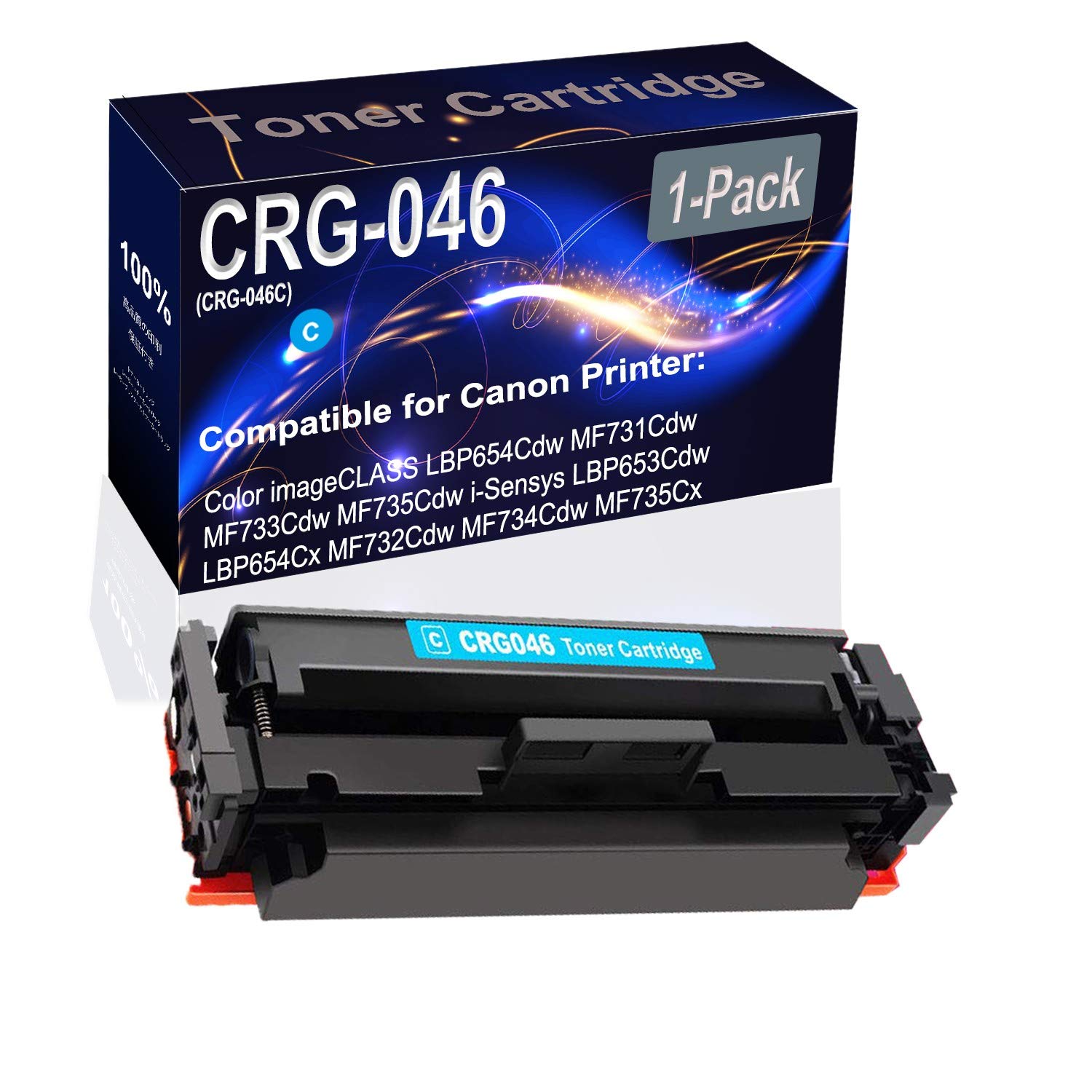 High Capacity Replacement Toner Cartridge for Canon CRG-046 (CRG-046C) - Compatible with LBP654Cdw, MF731Cdw, MF733Cdw, MF735Cdw, i-Sensys LBP653Cdw Laser Printers (1-Pack, Cyan) - Perfect for Office Printing & High-Volume Documents