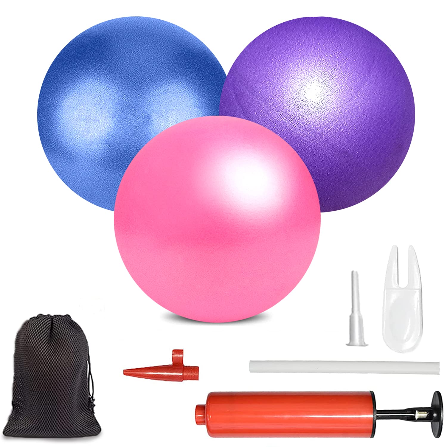 XIECCX Mini Yoga Ball for Exercise, Pilates, Therapy & Balance Training - Squishy Stability Ball for Home Workouts, Core Training & Barre Equipment (Pink/Blue/Purple) - Perfect for Fitness, Rehabilitation & Office Stress Relief