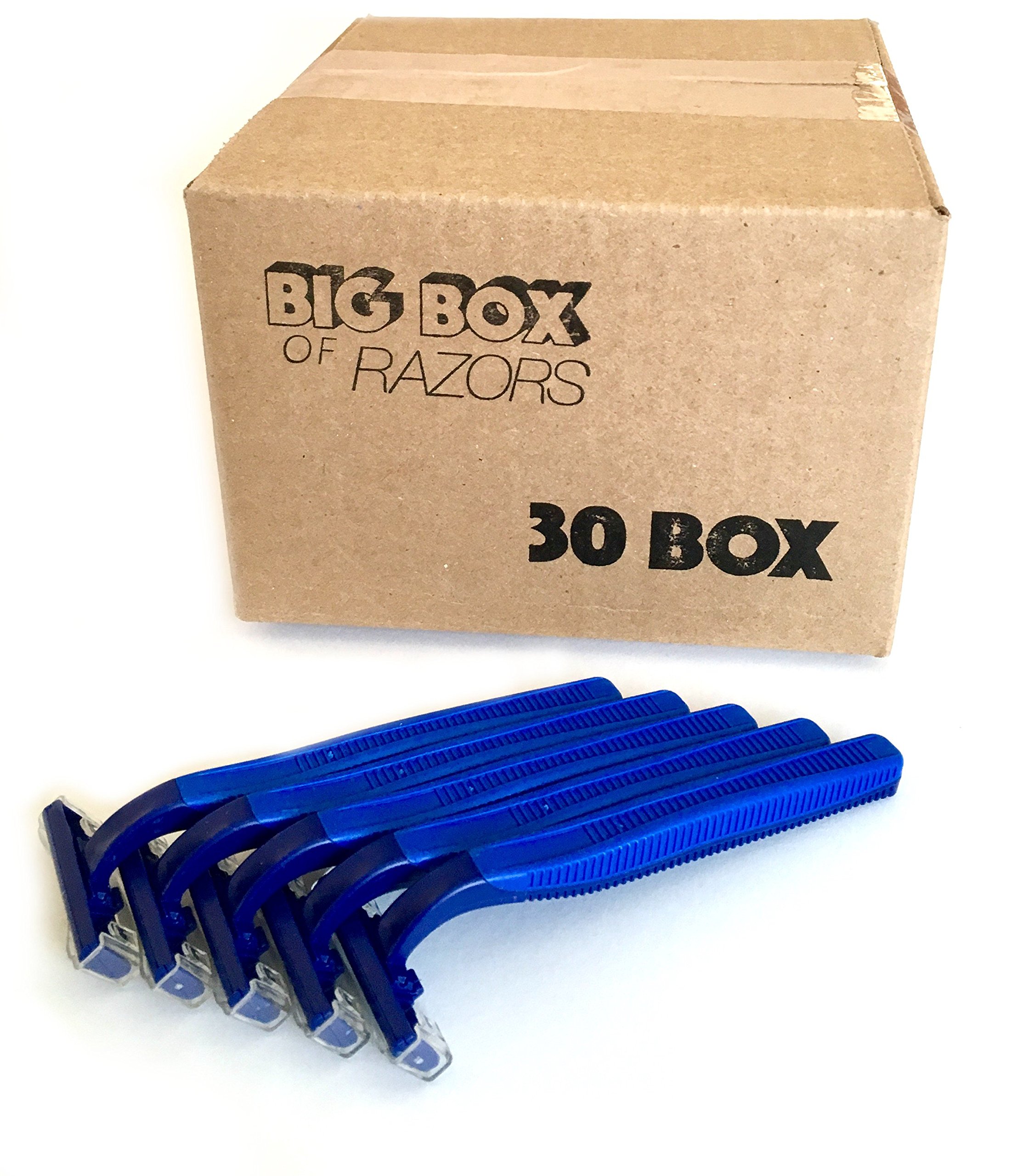 Premium 30-Count Blue Stainless Steel Disposable Razor Blades - Twin Blade Shavers for Men & Women with Aloe Vera Lubrication Strip | Hospitality Quality Shaving for Smooth Skin at Home & Travel