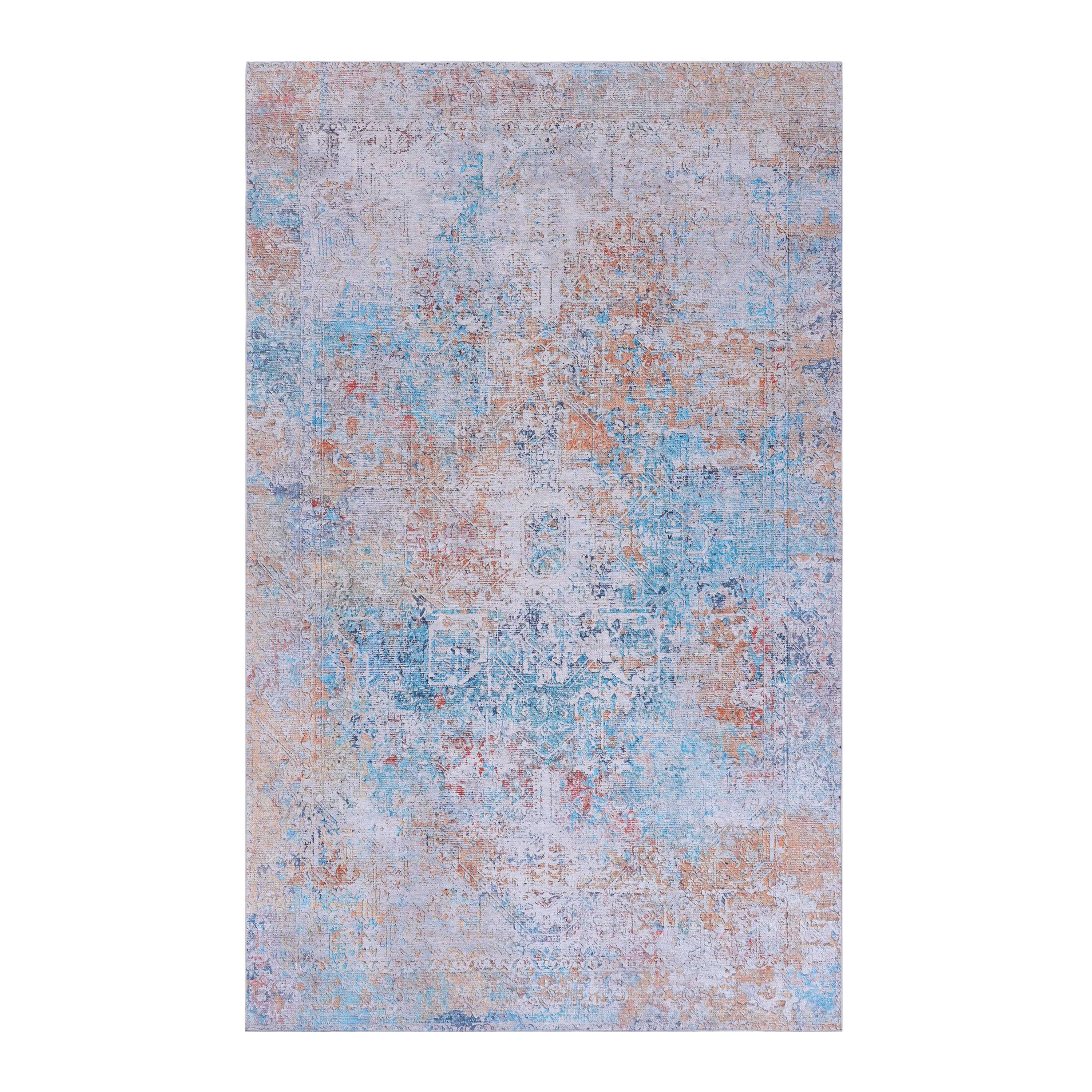 DTY Signature 8x10 Washable Low Pile Area Rugs - Non Slip, Non Shedding, Foldable - Kid & Pet Friendly Living Room, Bedroom, Kitchen Rug (Yellow/Cream, 8'x10') - Perfect for Cozy Home Decor & High Traffic Areas