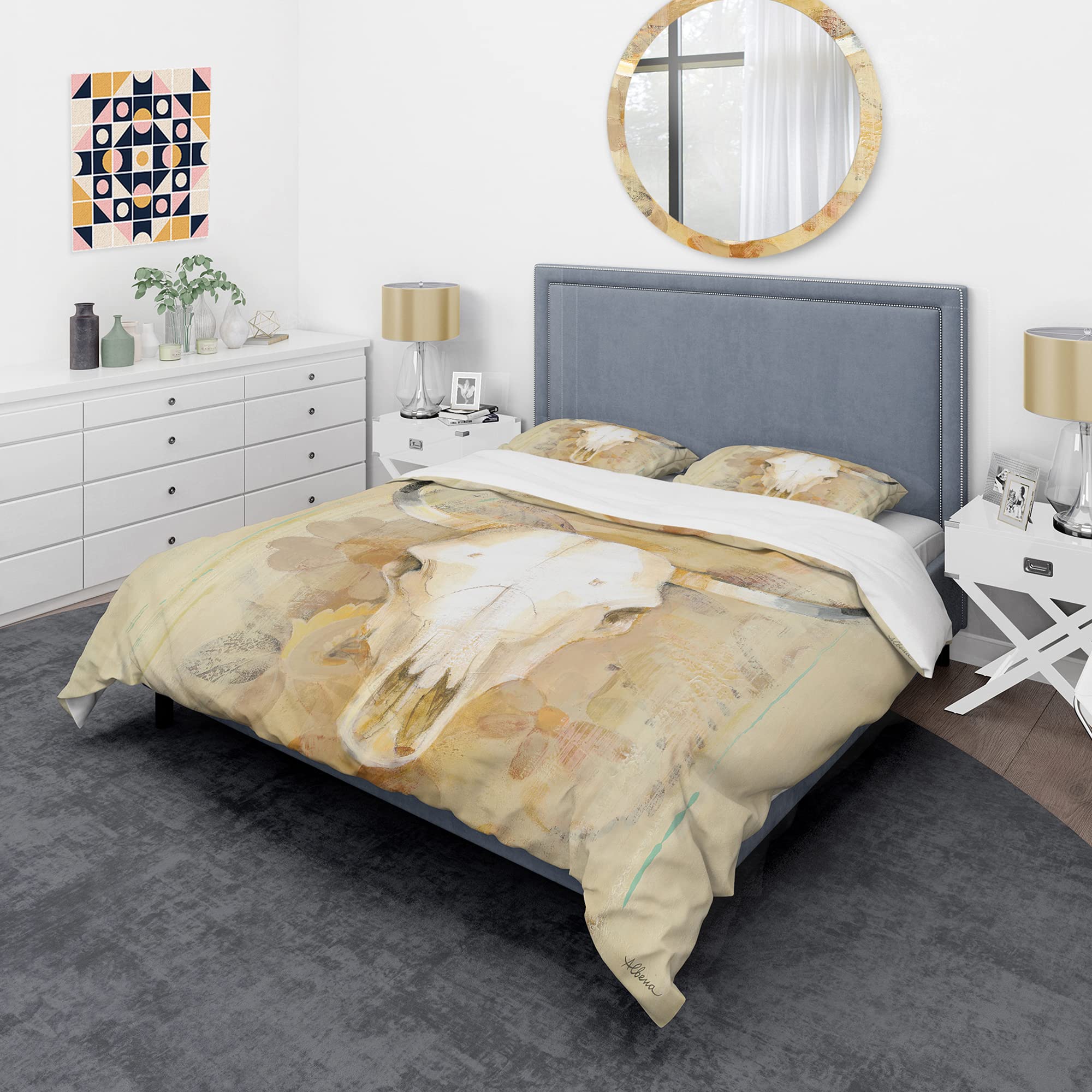 Southwest Style Hers Duvet Cover Set King - 3 Piece Brown Animal Print Bedding, All Season Traditional Comforters for Cozy Bedroom Decor | Perfect for Southwestern Themed Homes & Guest Rooms