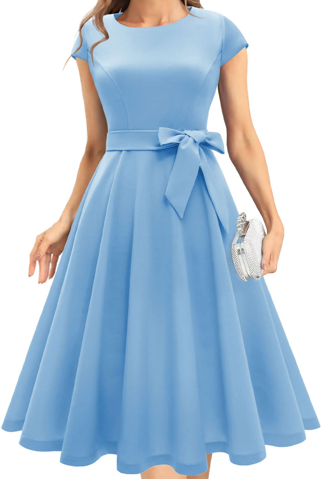 Elegant Women's Cocktail Dresses 2022 - Vintage A-Line Swing Dress with Round Neck for Wedding Guest, Fall Party & Casual Tea Occasions | Perfect for Bridal Showers, Date Nights & Formal Events