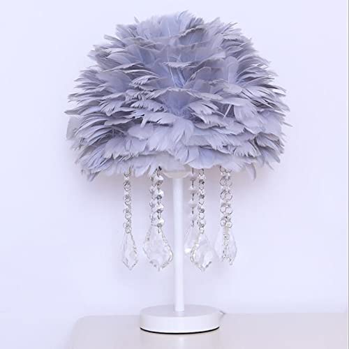 Nordic Minimalist Feather Table Lamp & Floor Light - LED Lampshade Night Light for Living Room, Bedroom, Wedding Decor - Soft Gray Modern Home Lighting for Cozy Reading & Relaxation