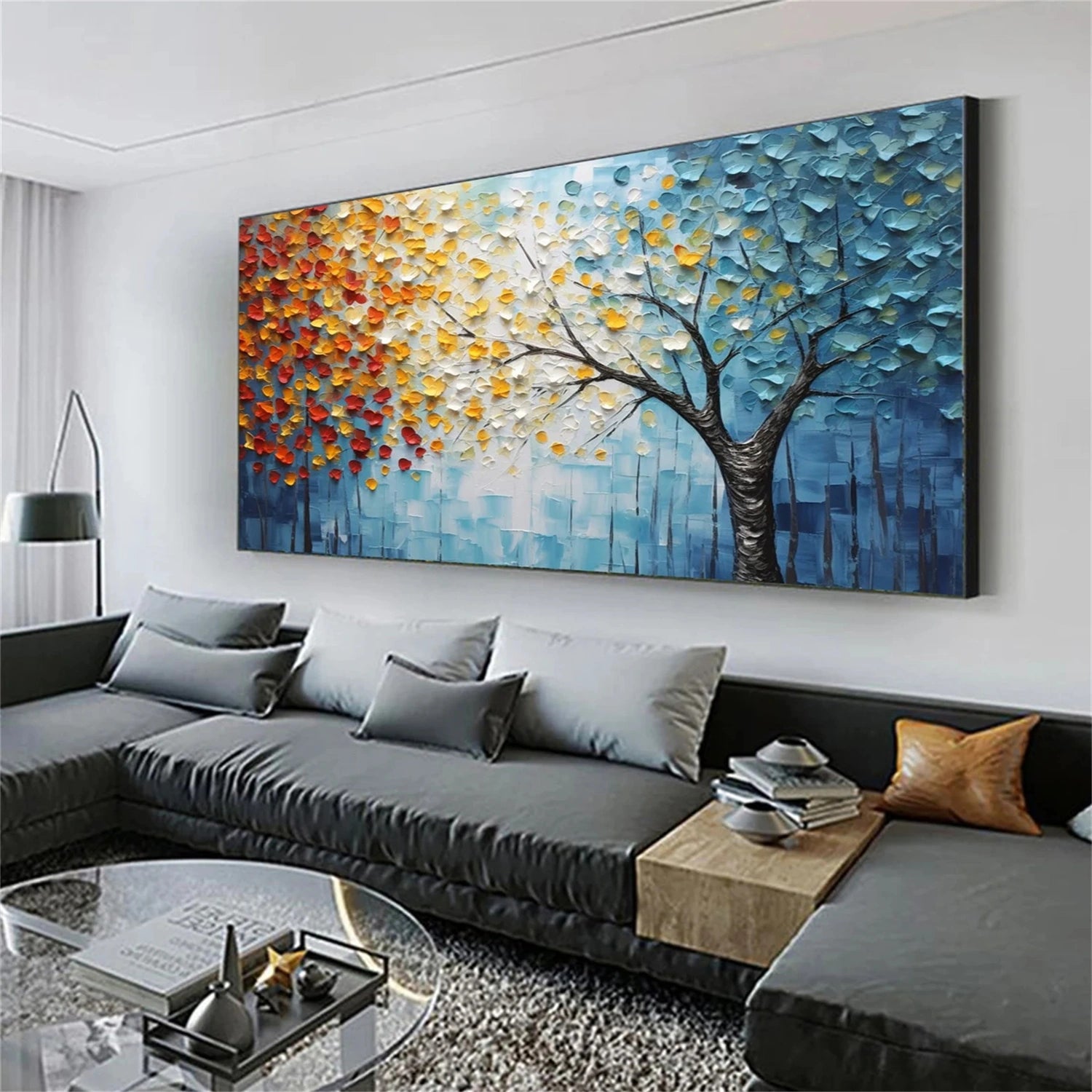 Flower and Tree Painting #FT108 - Handmade Canvas Art for Home Decor, Office & Gift Ideas