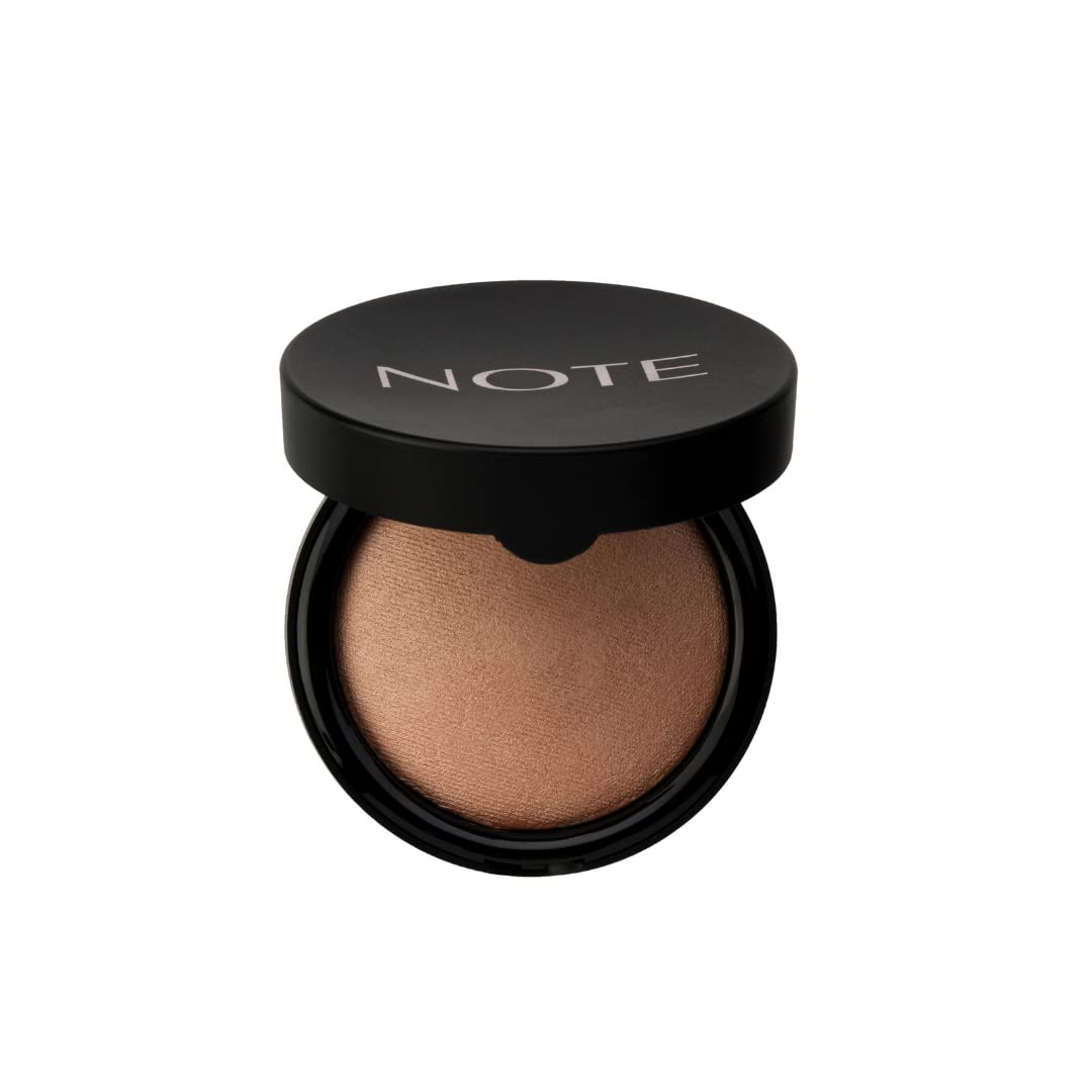Baked Mineral Bronzing Powder - 02 Honey Warm | Corrective & Brightening Compact Powder for All Skin Types | Natural Finish Makeup with Mirror | Perfect for Contouring, Highlighting & Everyday Wear