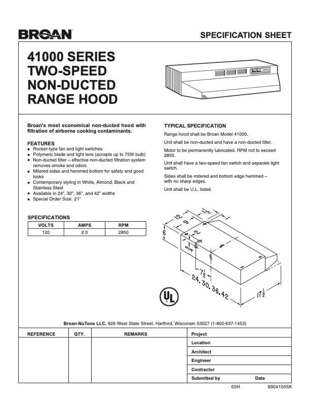 Broan 41000 Series 30-Inch Ductless Under Cabinet Range Hood in White (Model 413001) - Powerful Kitchen Ventilation for Smoke, Odor & Grease Removal