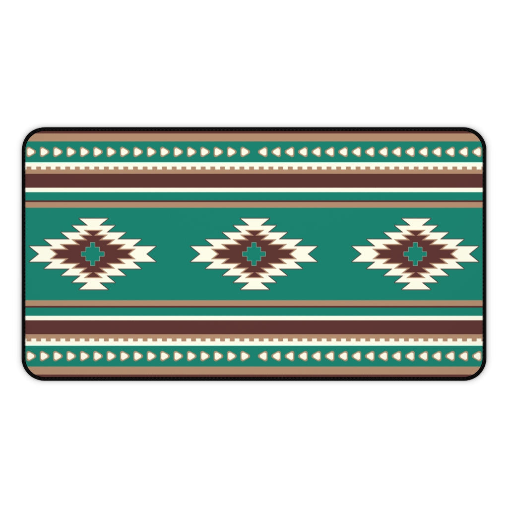 Boho Turquoise Diamond Southwestern Desk Mat - Large Mouse Pad & Desk Accessory (3 Sizes) - Perfect for Home Office, Gaming & Workspace Decor