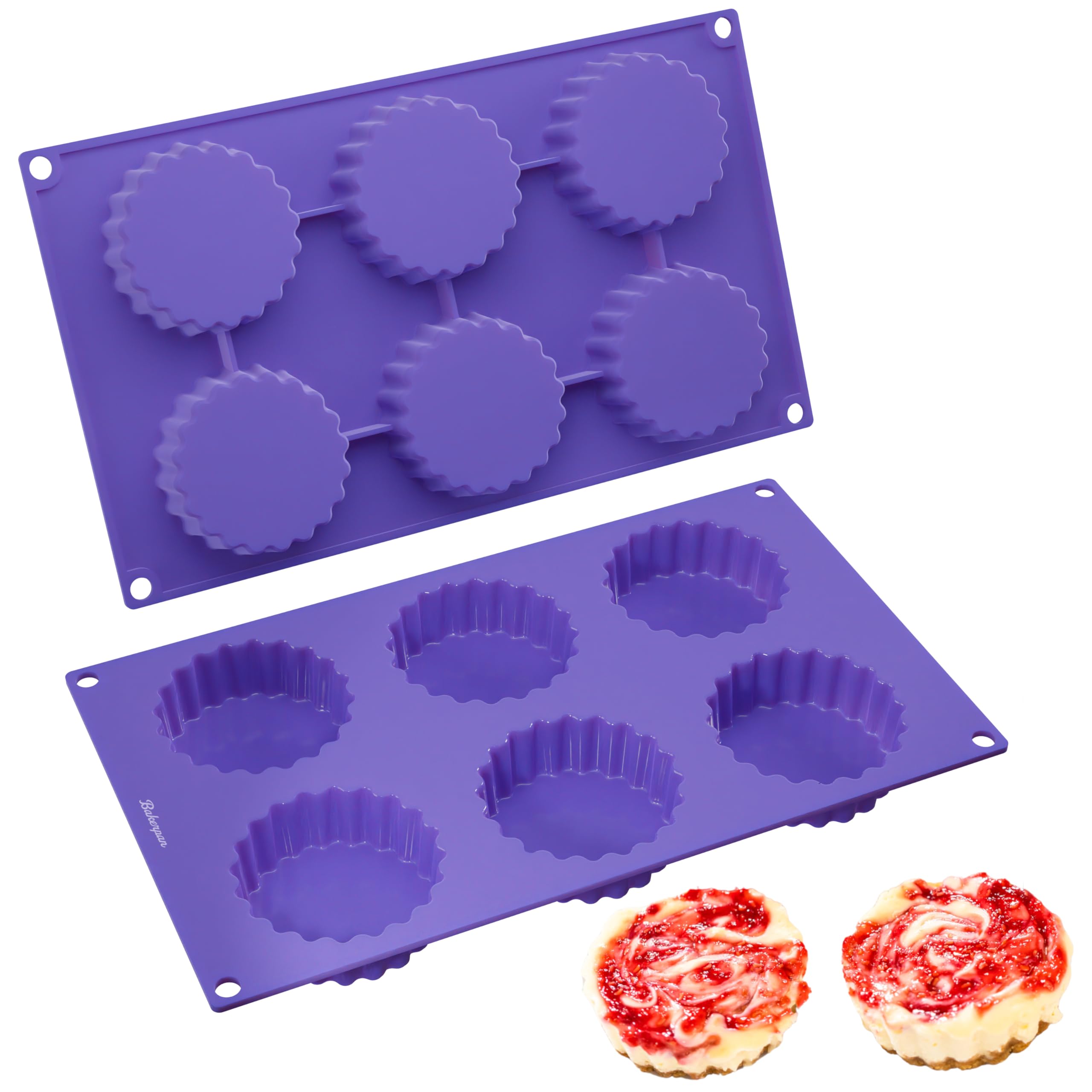Bakerpan Silicone Mini Tart Pans for Baking - Set of 2 | Non-Stick Mini Pie Pans, Tart Molds, Cheesecake & Quiche Pans | Perfect for Home Baking, Dessert Making & Party Treats