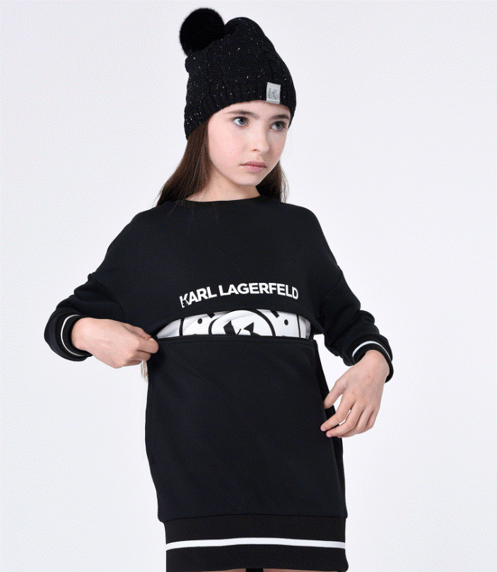 KARL LAGERFELD Women's 2-in-1 Dress & Sweater Set - Chic Black & White Outfit for Casual Wear, Office & Date Night