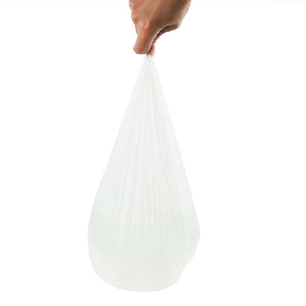 Ggbin 115 Counts 5 Gallon Trash Bags, White - Heavy Duty Kitchen & Bathroom Waste Bags for Small Trash Cans, Office & Home Use