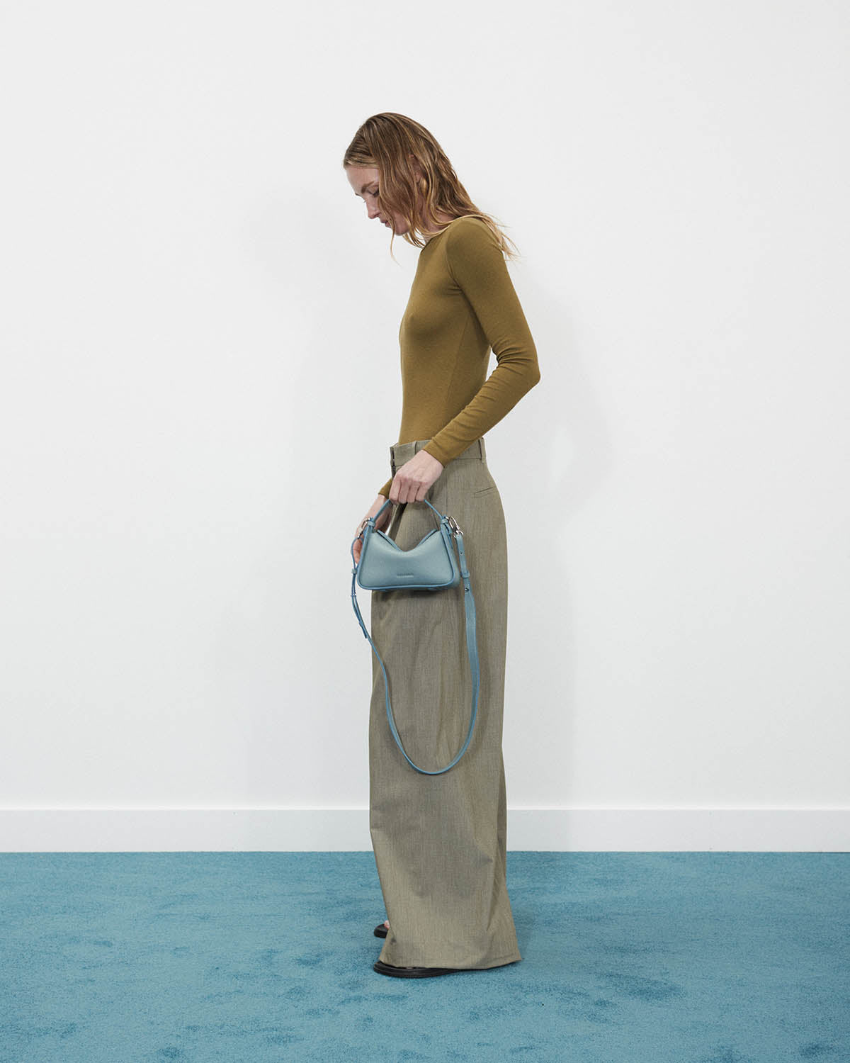 Mini Clementine Bag in Baby Blue Pebbled Leather - Stylish Crossbody Purse for Women, Perfect for Daily Use, Travel & Shopping