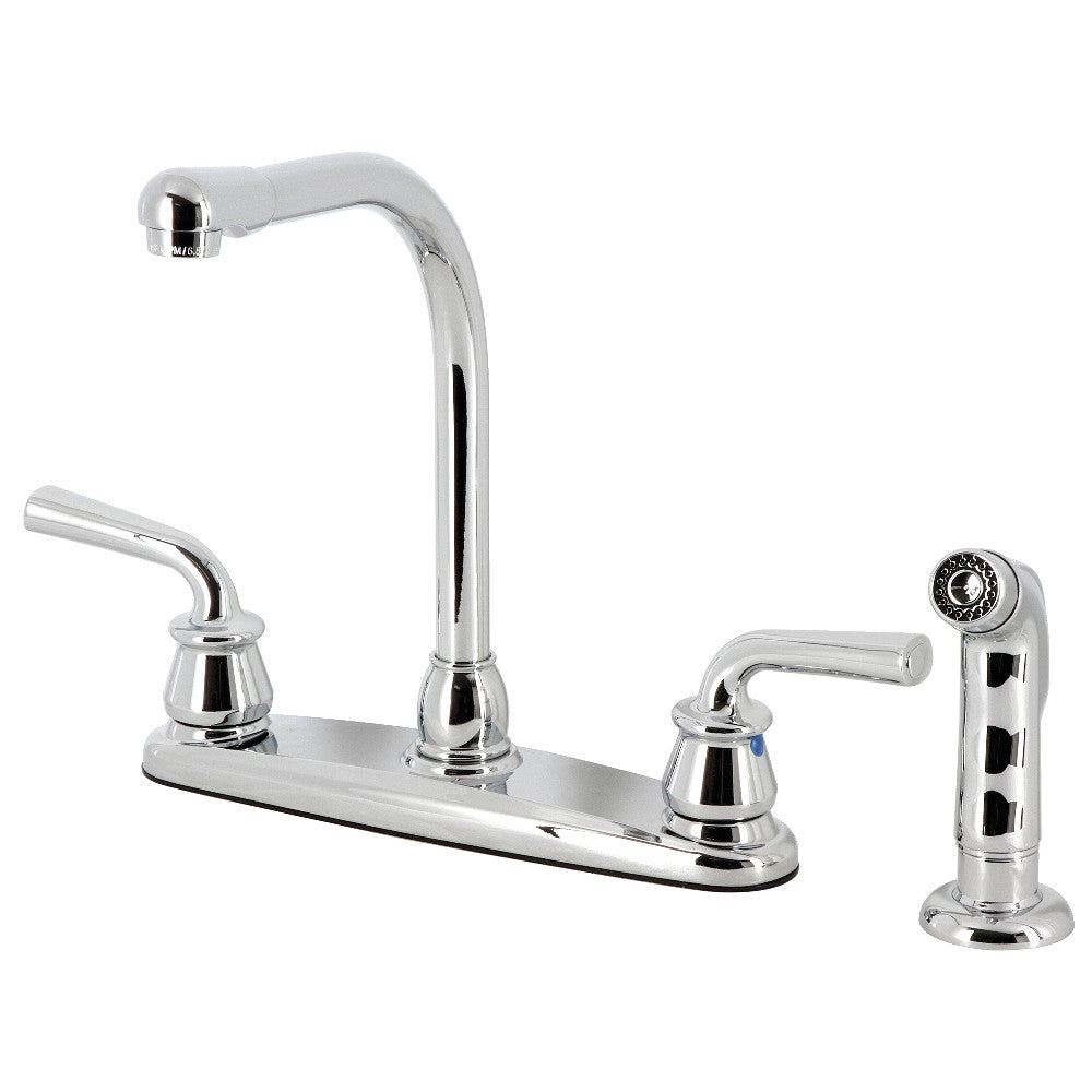 Kingston Brass KB711RXLSP 8-Inch Centerset Kitchen Faucet with Side Sprayer - Vintage Style Pull-Out Sprayer for Farmhouse Sink, Perfect for Remodeling and Modern Home Upgrades