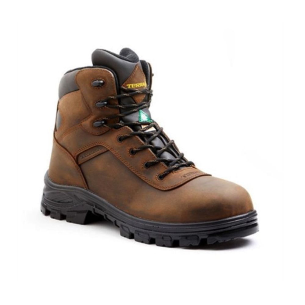Terra Quinton Men's Composite Toe Hiker Work Boots TR835264DWX - Brown Safety Shoes for Construction, Hiking & Outdoor Work | Slip Resistant & Comfortable Work Boots for Men