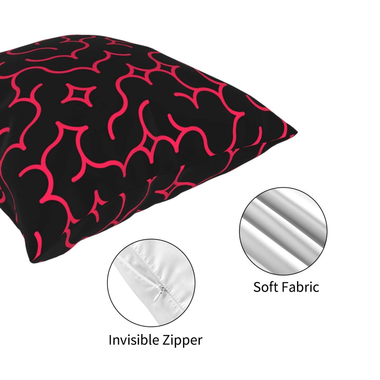 Black and Pink Random Arc Pattern Pillow Covers 12x12 Inch - Modern Decorative Throw Pillow Cases for Sofa, Bed, Couch & Car - Perfect for Home Decor, Outdoor Patio & Interior Design