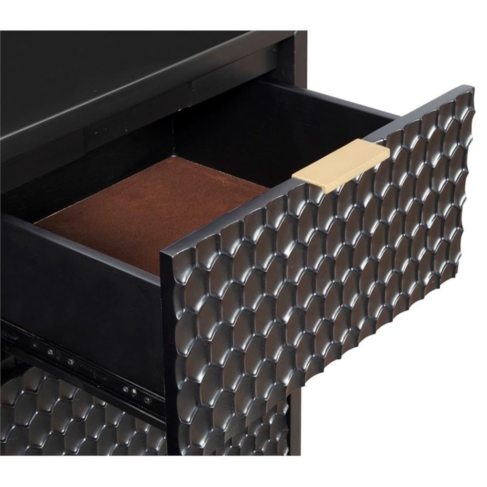 Black Pearl Two Drawer Wood Nightstand - Solid Wood Bedside Table with Storage for Bedroom, Living Room & Office - Modern Nightstand with Drawers for Home Decor