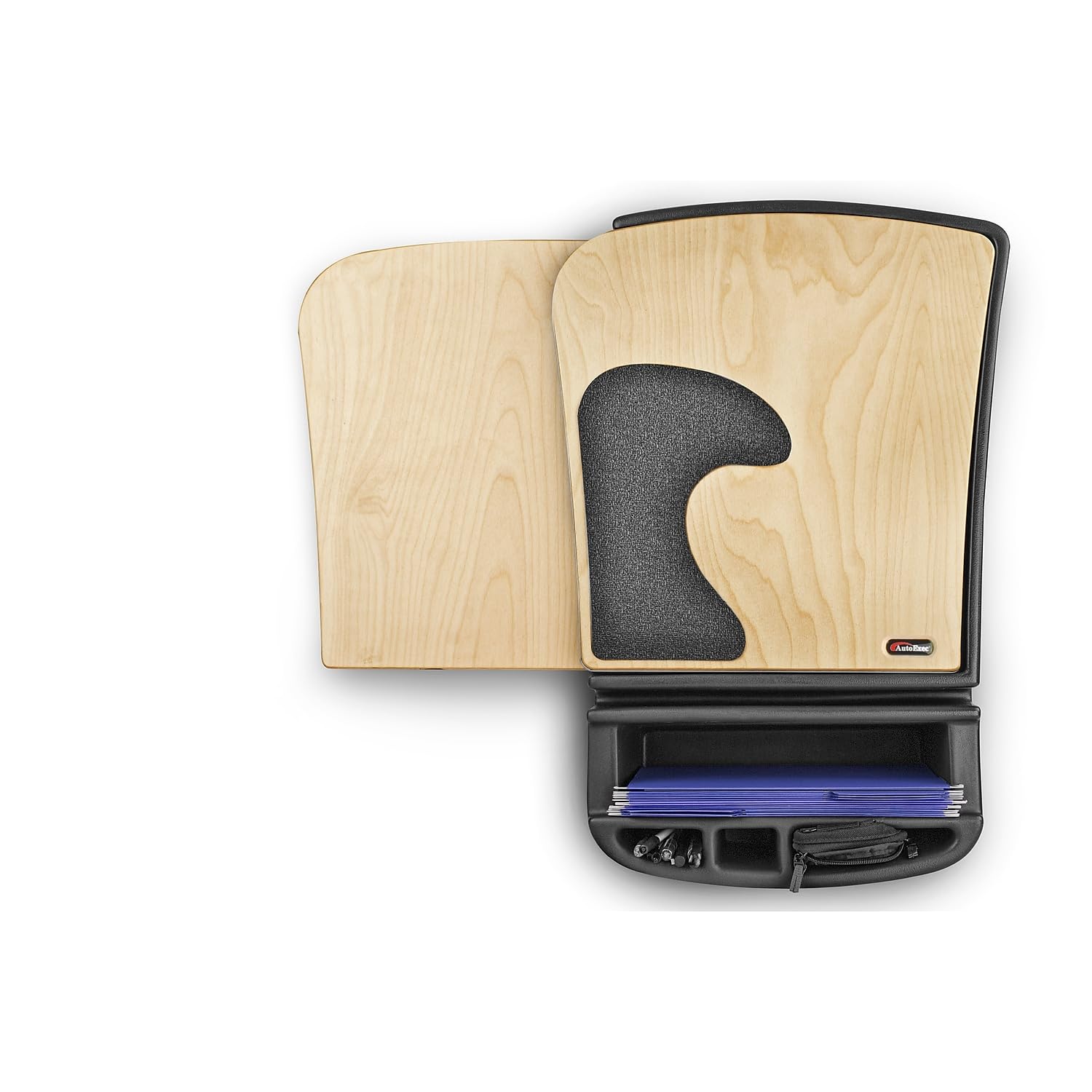 AutoExec AUE10020 GripMaster Car Desk - Premium Birch Finish Wooden Steering Wheel Tray for Laptop & Food - Perfect for Commuters, Road Trips & Office on the Go