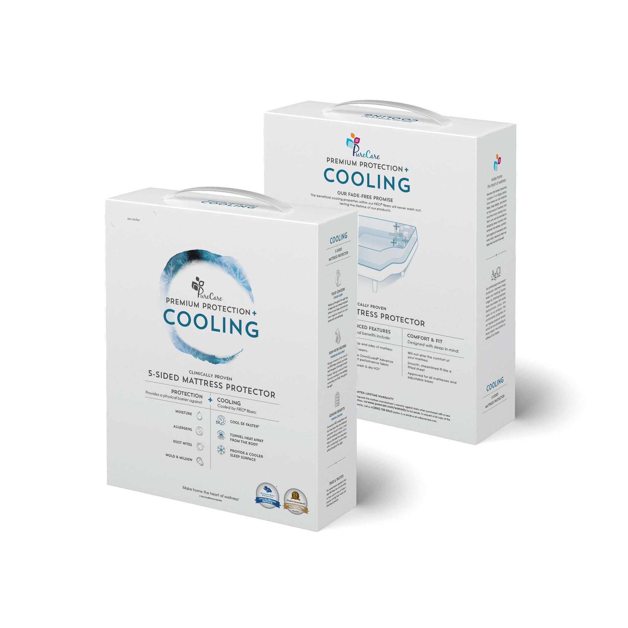 PureCare Cooling 5-Sided Mattress Protector - Waterproof, Hypoallergenic, Breathable Cover for Allergy Relief & Temperature Regulation - Perfect for Hot Sleepers & Bedwetting Protection