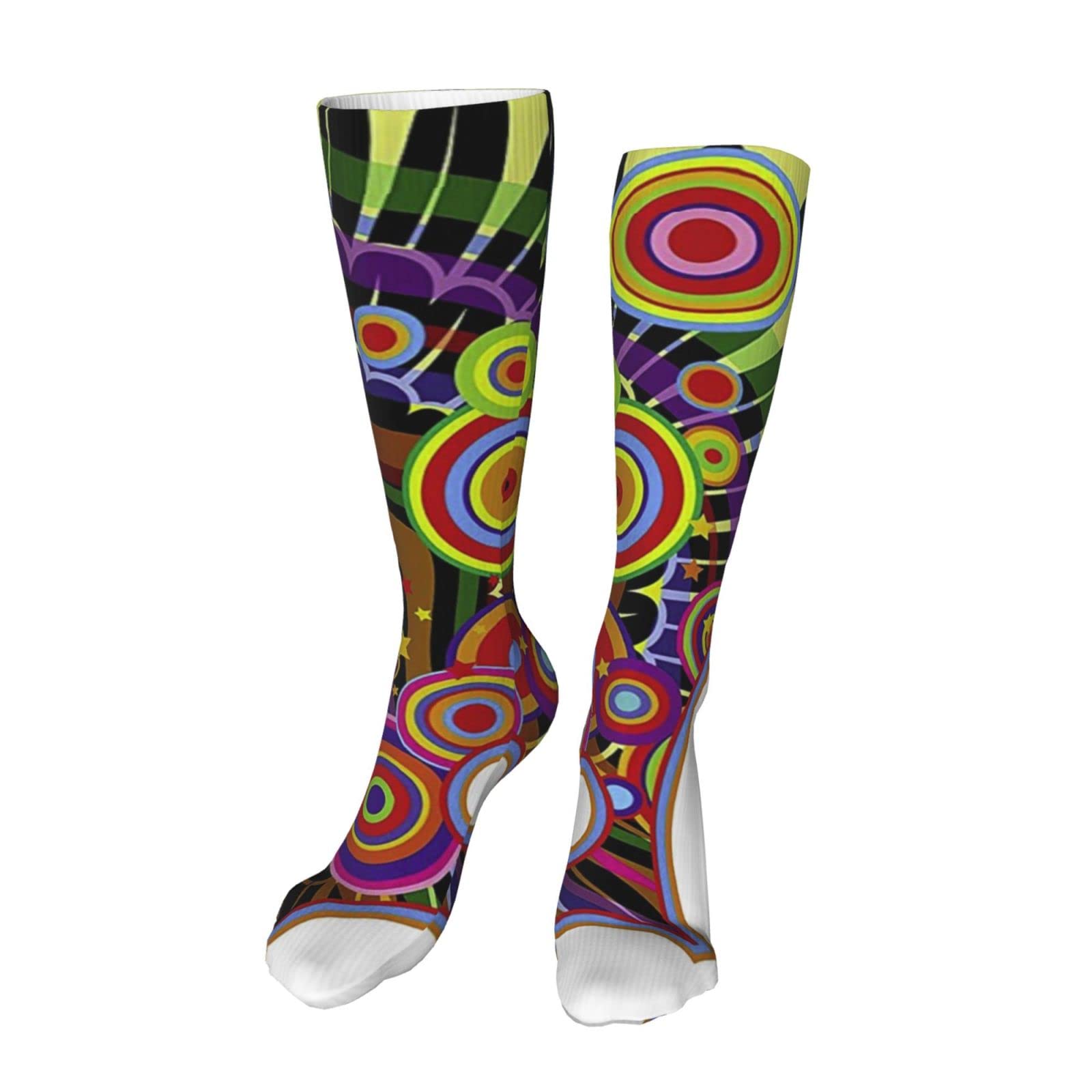 Women's Knee High Socks with Wolf Print - Roaring Wolf Under Lightning Design - Athletic Tube Socks for Running, Hiking & Casual Wear - Perfect Gift for Wolf Lovers