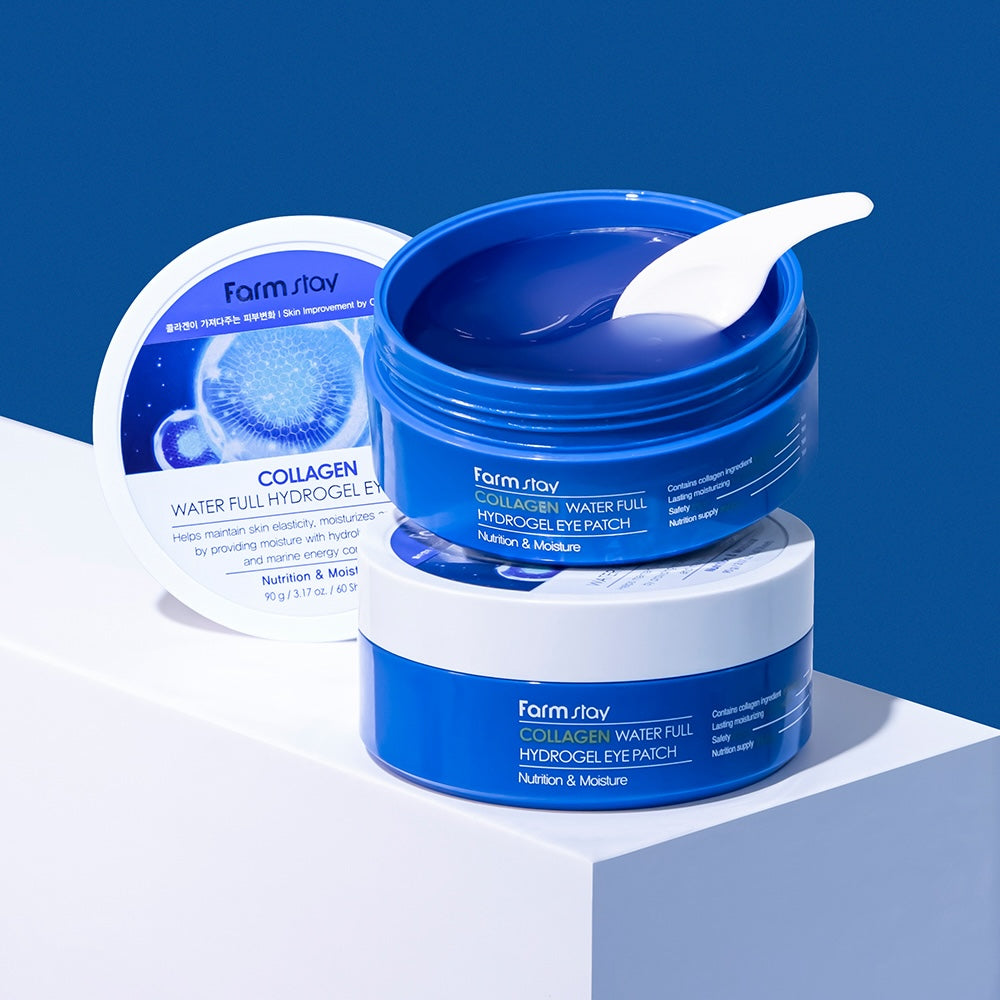 Farmstay Collagen Water Full Hydrogel Eye Patch 60pcs - Hydrating & Brightening Under Eye Treatment for Dark Circles & Puffiness - Perfect for Travel, Night Routine & Skincare Regimen