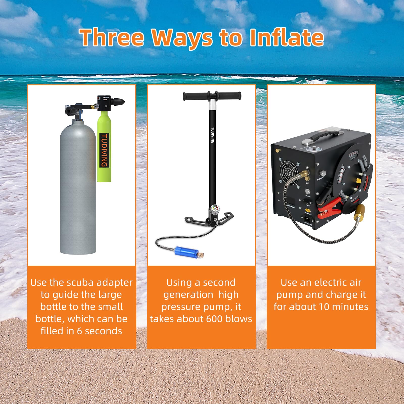 TUDIVING 0.5L Scuba Diving Tank Set with Full Face Snorkel Mask - Portable Mini Oxygen Cylinder for Underwater Breathing Training, Rescue & Travel - Ideal for Snorkeling, Freediving & Emergency Preparedness