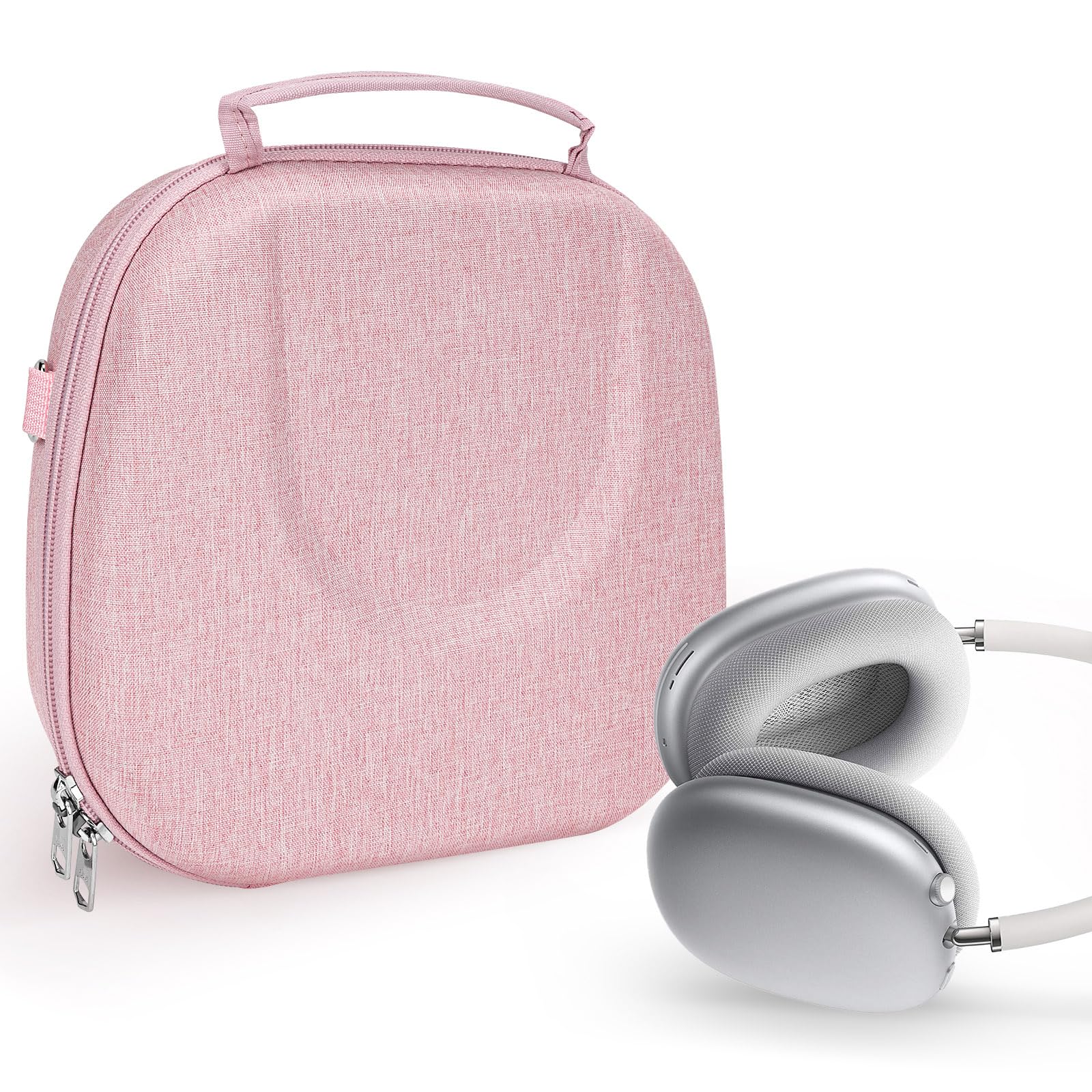 Geekria NOVA Hard Shell Travel Case for Apple AirPods Max - Protective Headphone Carrying Bag with Storage for Smart Case & Accessories | Pink | Perfect for Travel, Commuting & Home Storage