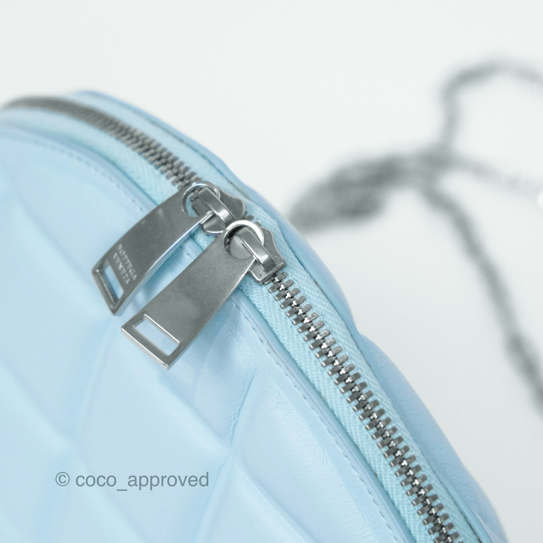 Bottega Veneta Mini Half Moon Bag in Topazio Blue Nappa Lambskin with Silver Hardware - Luxury Crossbody Purse for Women, Perfect for Date Night & Evening Events