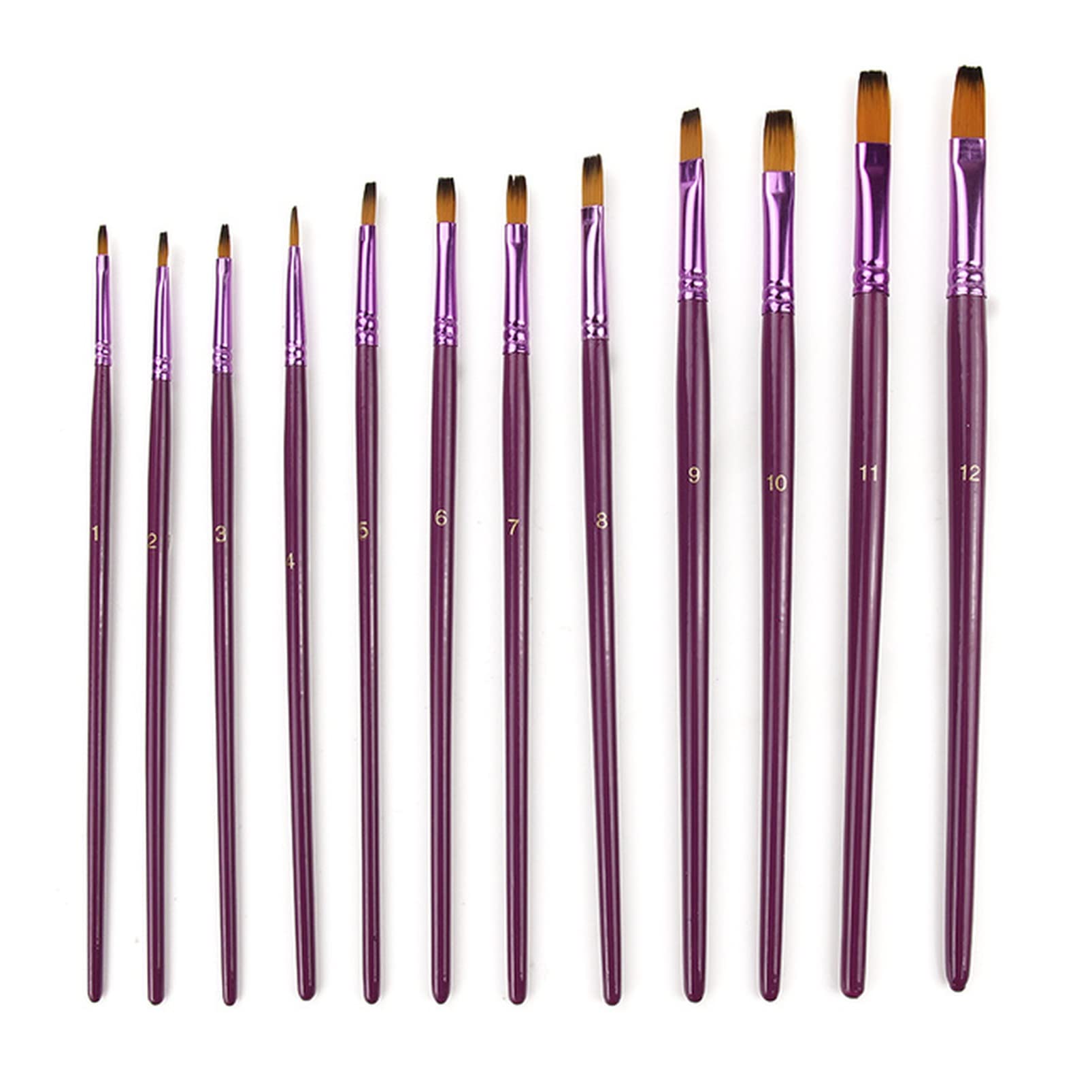 Xiaopangtech 12-Piece Artist Paint Brush Set - Fine Nylon Hair Brushes for Oil, Acrylic & Watercolor Painting - Various Sizes Flat Brushes - Professional Art Supplies for Canvas, Portrait & Landscape Painting