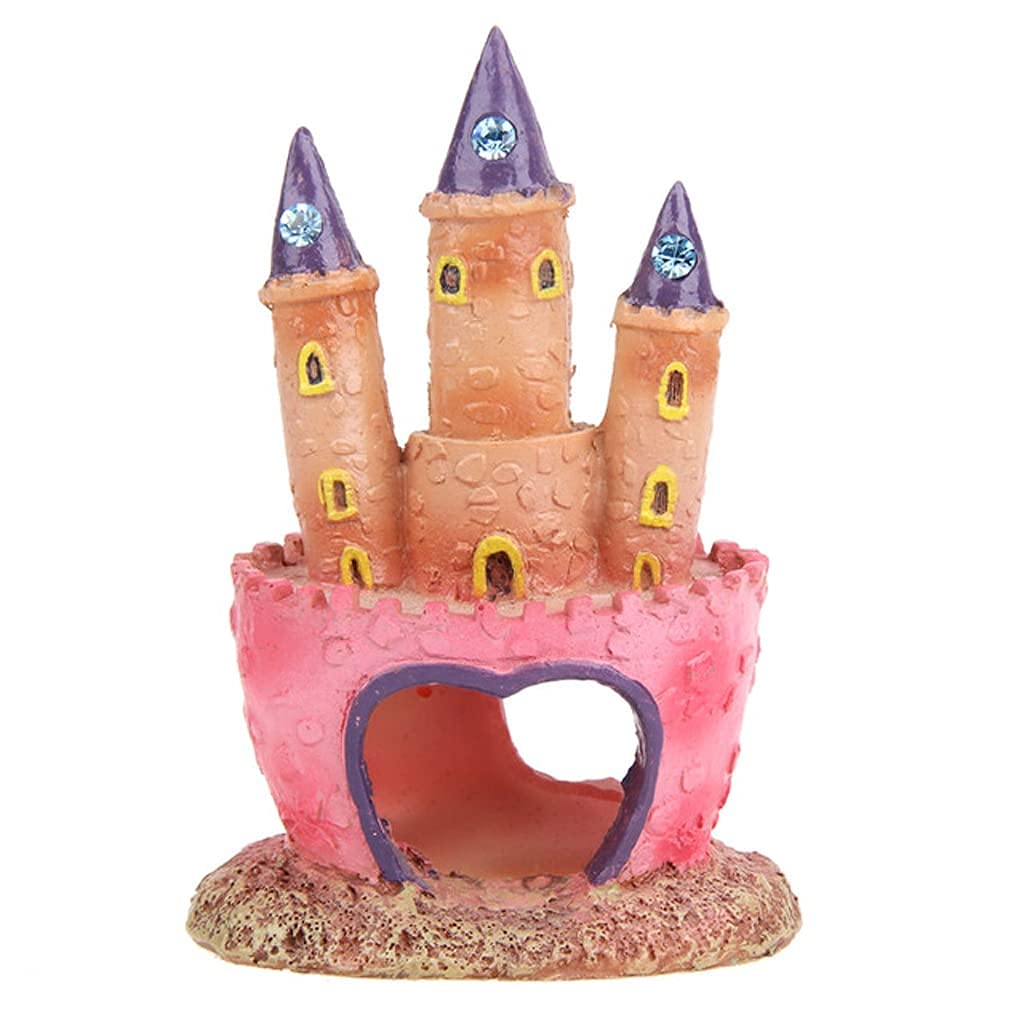 Cartoon Pink Resin Castle Fish Tank Decor - Aquatic Landscape Ornament for Betta Fish & Goldfish | Perfect for Aquarium, Home & Office Decoration