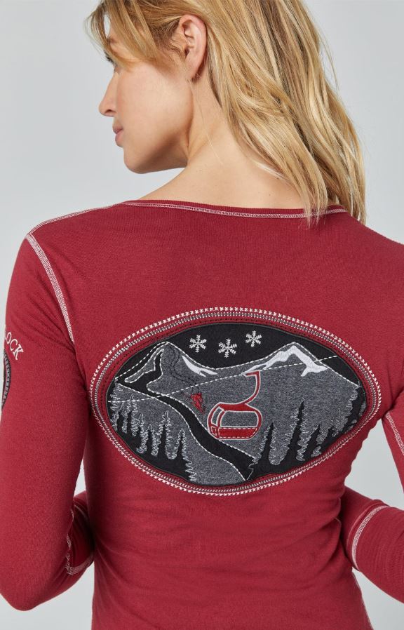 Elia Gondola Henley Shirt for Men - Soft Cotton Deep Red Long Sleeve Button-Up Top for Casual Wear & Outdoor Activities