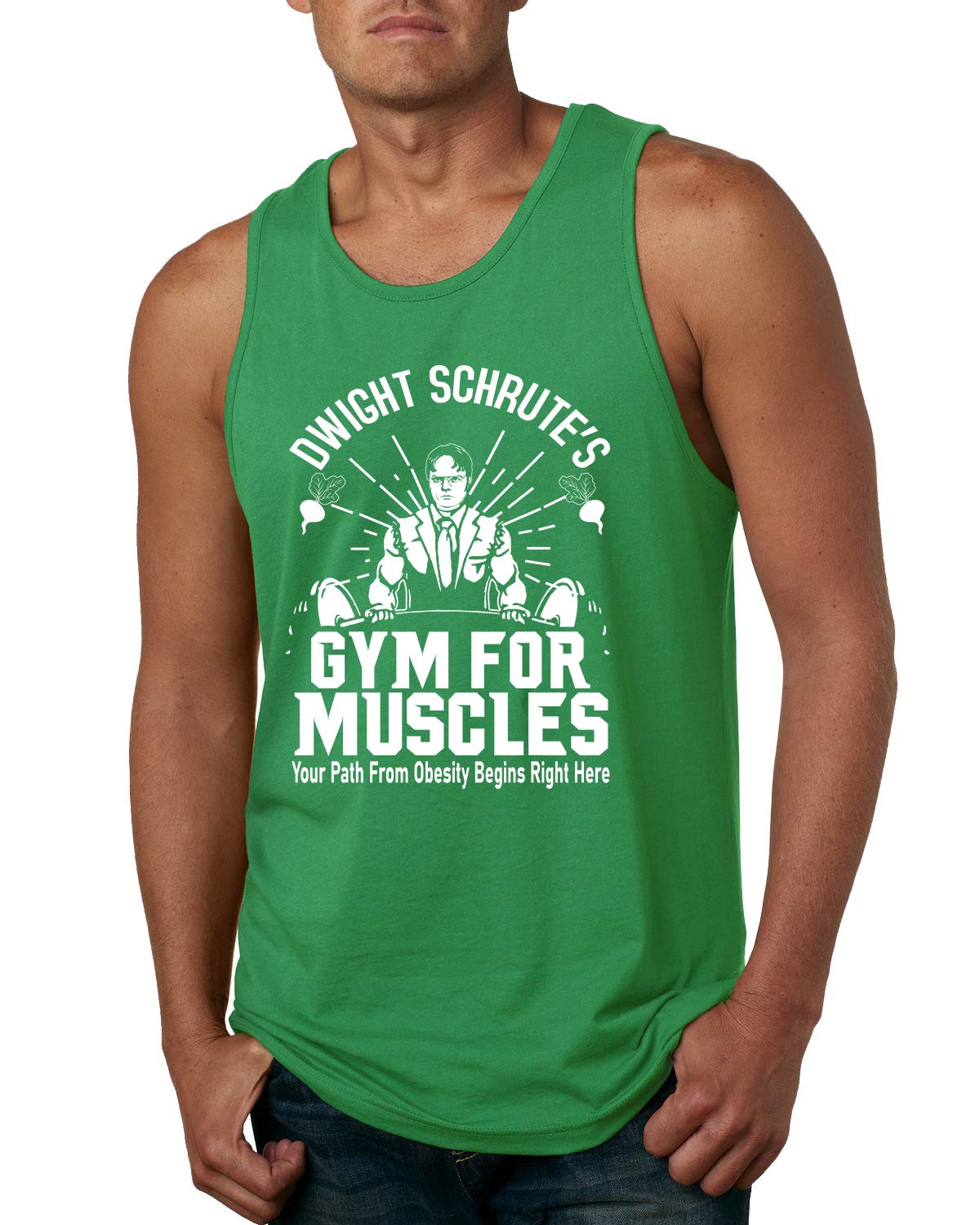Wild Bobby Dwight Schrute's Gym for Muscles Pop Culture Men's Graphic Tank Top - Funny Workout & Gym Shirt for Fitness Enthusiasts & The Office Fans