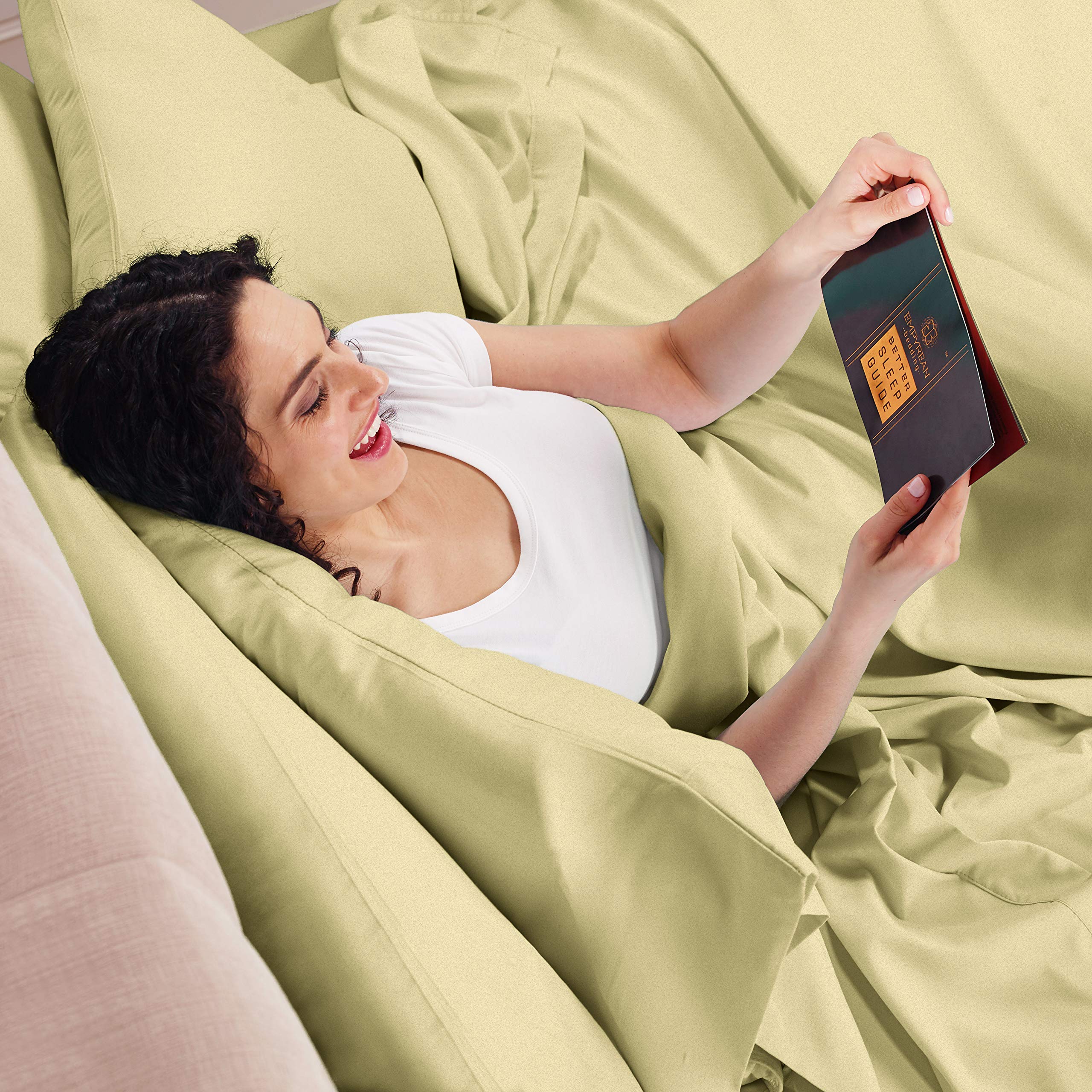 Empyrean 3-Piece Twin Sheet Set - Ultra Soft Double Brushed Microfiber Bed Sheets in Sage Olive Green - Hotel Luxury Bedding with Deep Pockets & Elastic Corners - Perfect for Guest Rooms, Dorms & Cozy Bedrooms