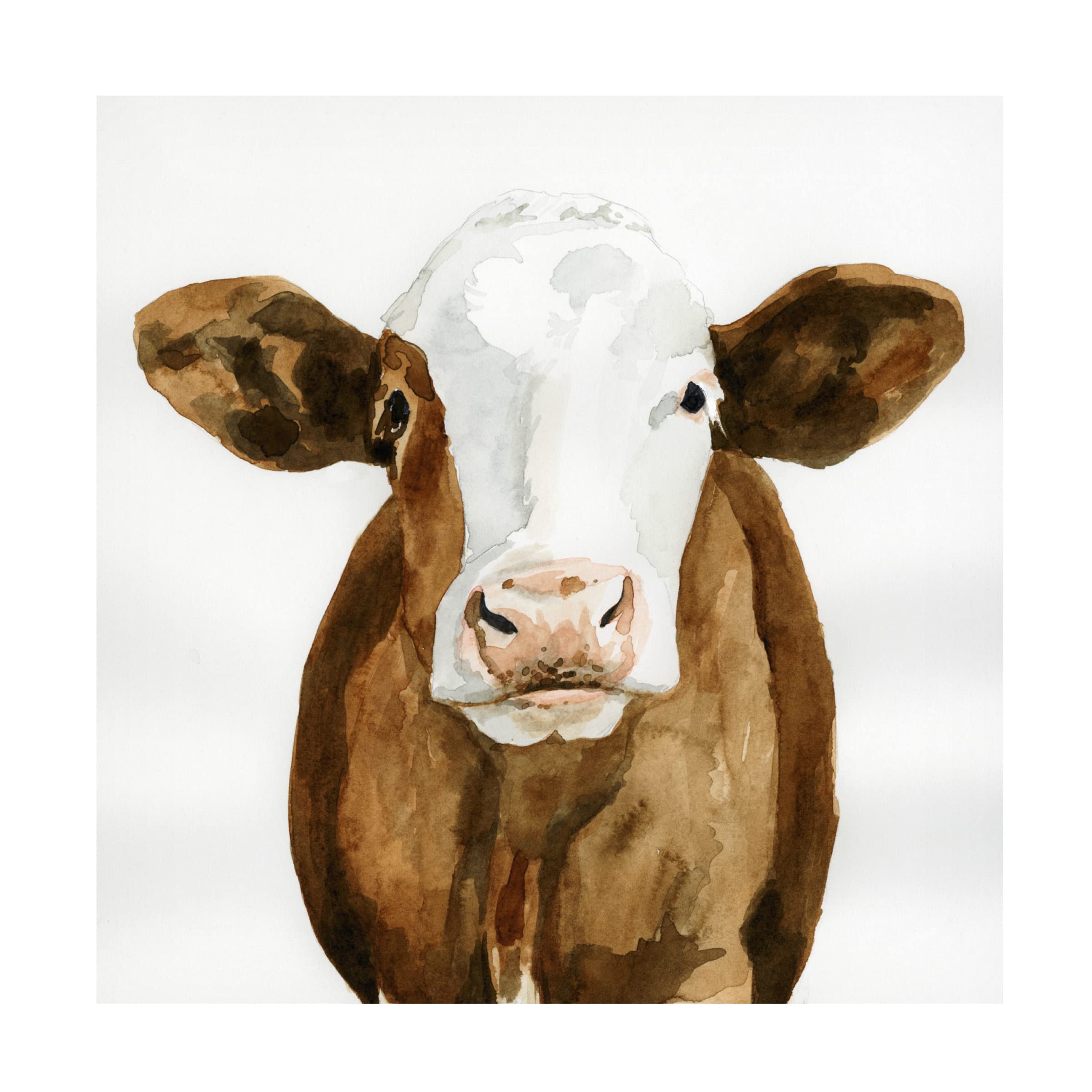 Victoria Barnes 'Cow Gaze II' Canvas Wall Art Print - Modern Farmhouse Decor for Living Room, Bedroom & Office