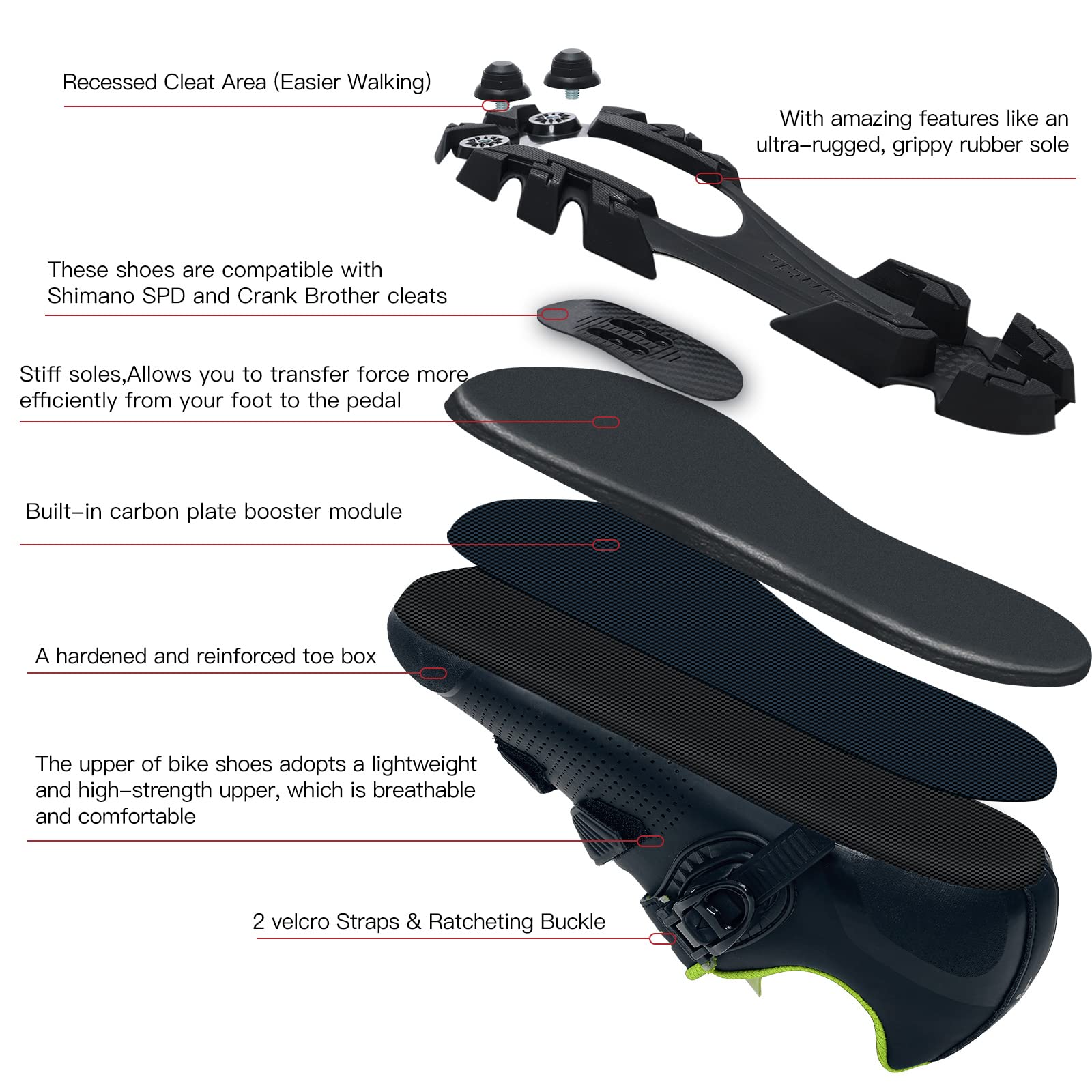 Santic SPD Mountain Bike Shoes for Men & Women - MTB & Road Cycling Shoes - Lightweight & Durable for Trail Riding & Commuting
