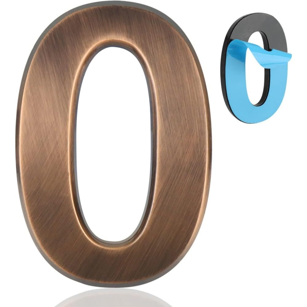 4 Inch Self-Adhesive 3D House Numbers - Waterproof Mailbox Address Plaques for Outdoor Use (Bronze-0) | Perfect for Doors, Garbage Bins, Mailboxes & Home Exterior Decor