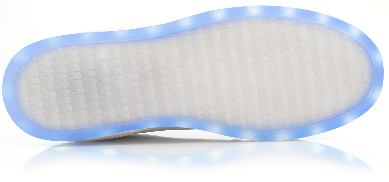 Glow Bolt Low Top LED Light Up Sneakers - Men's Size 11 D(M) US White | Running, Walking & Night Safety Shoes for Kids & Adults