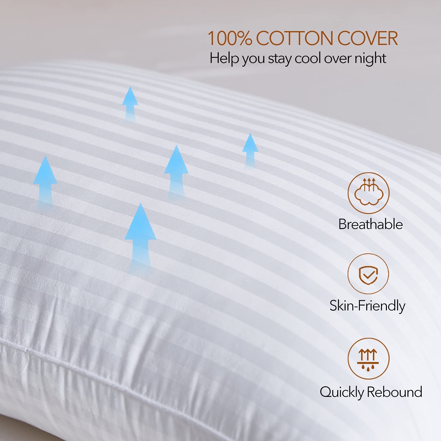 Premium Acanva Bed Pillows for Sleeping - Ultra Soft 3D Fiber Filled Queen Size Pillows (Pack of 2, White) - Ideal for Back, Stomach & Side Sleepers - Perfect for Home, Hotel, and Guest Room Use