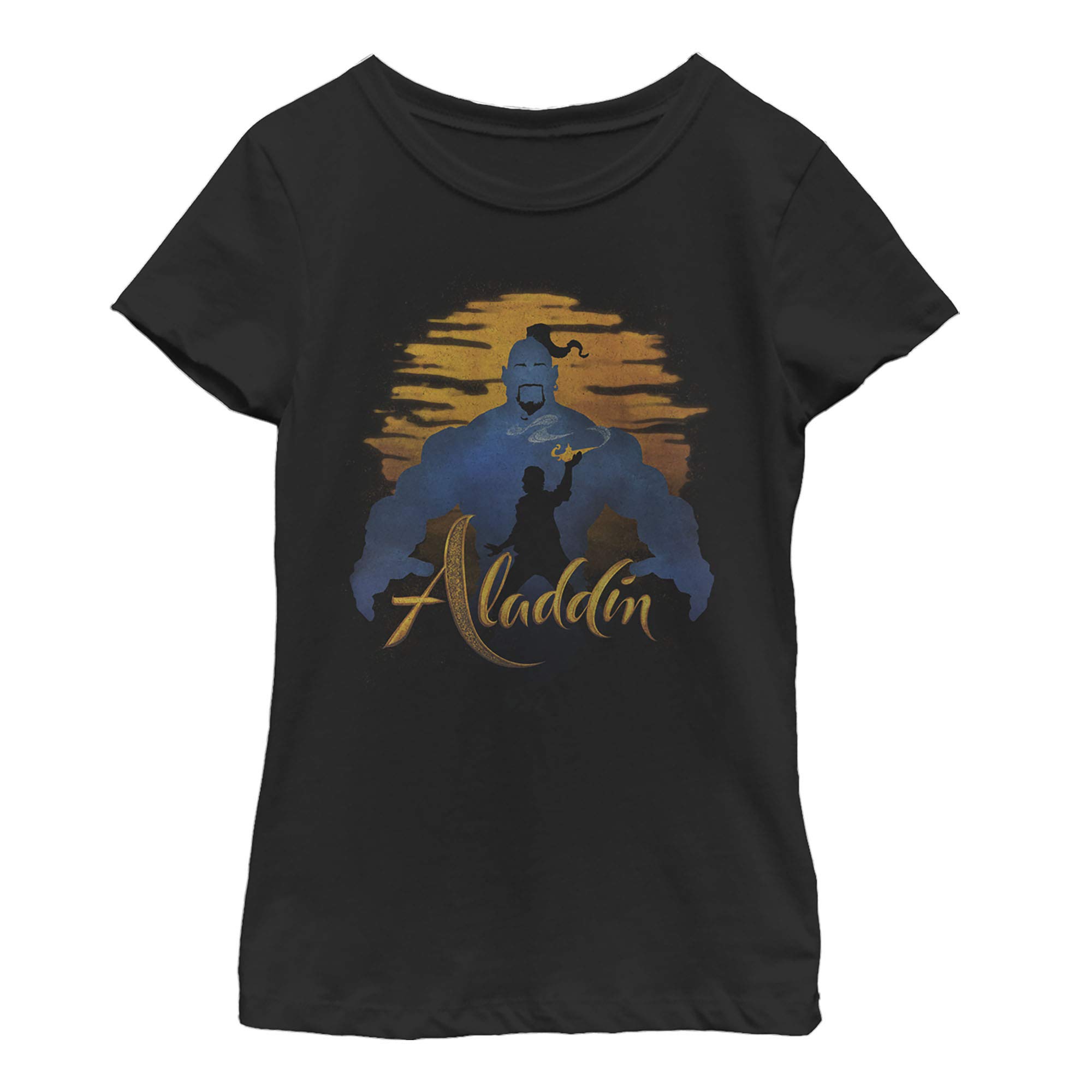 Disney Aladdin Live Action Genie Silhouette Short Sleeve Tee Shirt for Women - Casual Graphic T-Shirt for Disney Fans, Cosplay & Everyday Wear