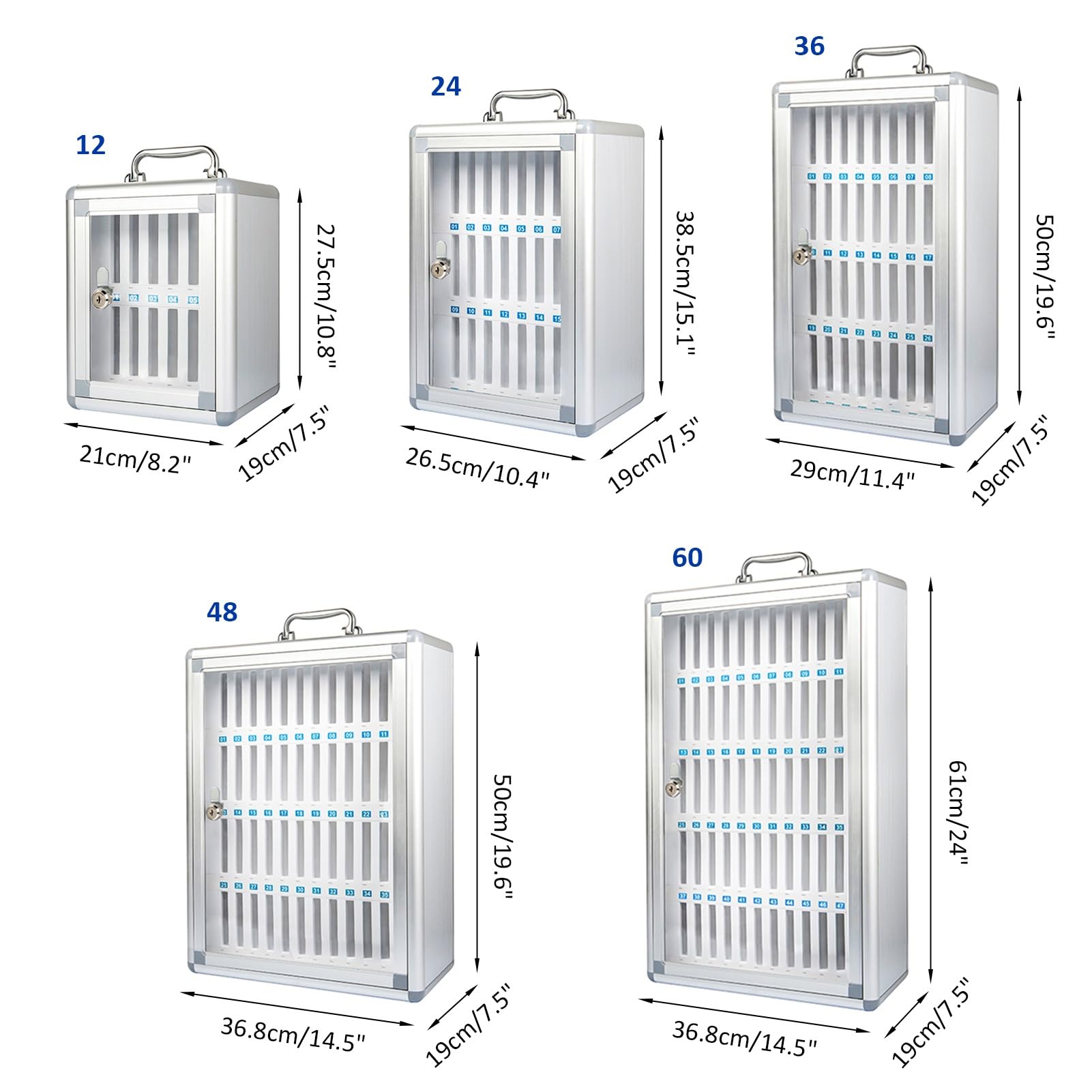 Wall Mountable Aluminum Alloy Phone Storage Cabinet - Secure Mobile Phone Locker Box for Schools, Classrooms & Exams | Durable Anti-Theft Design for Student & Teacher Devices (36 Slots, Silver) | Perfect for Exam Halls, Study Rooms & Office Security