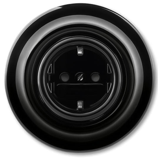 ABB Decento Black Porcelain Outlet Cover - Durable & Stylish Electrical Outlet Plate for Home, Office & Kitchen Decor