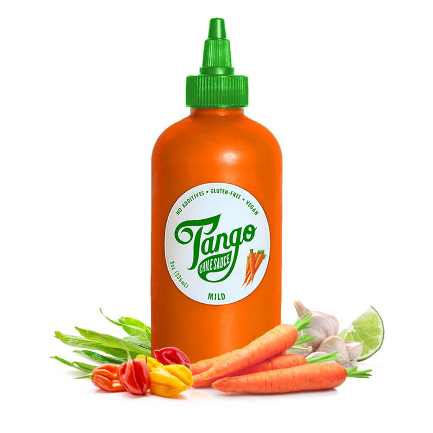MILD TANGO Original Carrot Hot Sauce - Habanero & Scotch Bonnet Peppers, Lime, Garlic, Culantro, Apple Cider Vinegar - 100% Clean Ingredients, Vegan, Gluten Free, No Preservatives, No Sweeteners - Perfect for Tacos, Wings, Burgers & Spicy Food Lovers