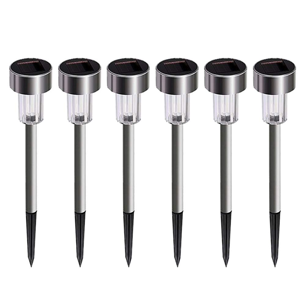 12-Pack Solar Pathway Lights - Stainless Steel Outdoor Garden Lights with White LED for Walkway, Patio, Lawn & Yard Decor (Silver) | Weatherproof Solar Landscape Lighting for Driveway, Backyard & Garden Pathways