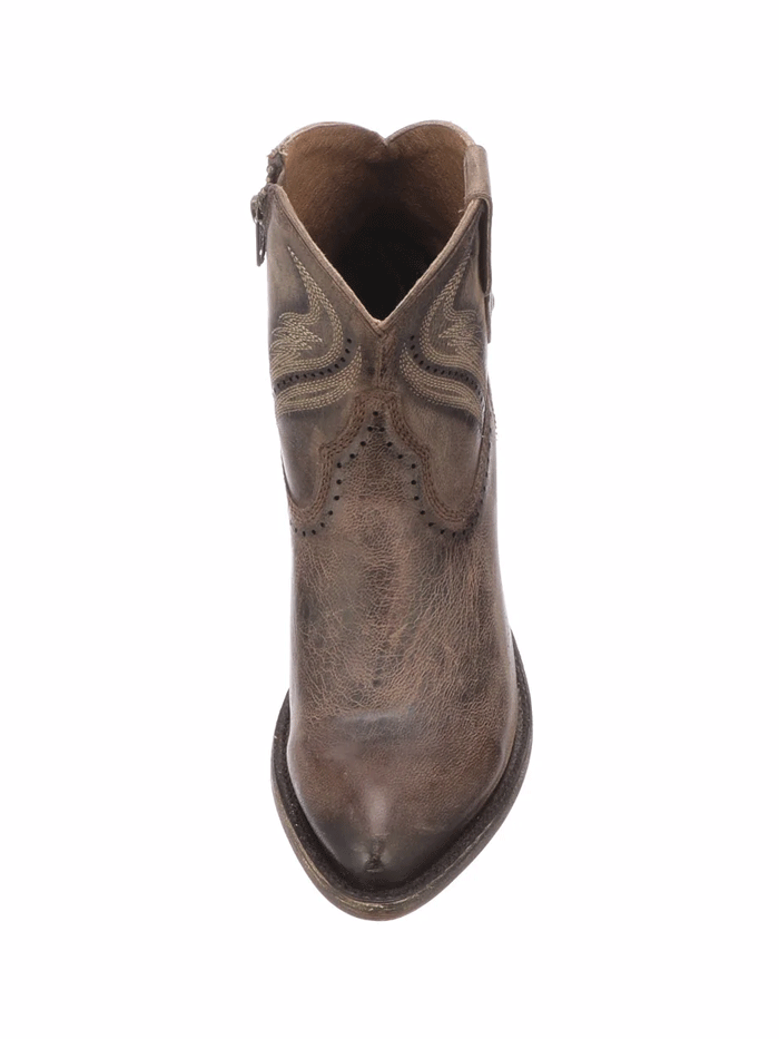 Lucchese M6039 Women's Sabine Bootie - Distressed Brown Leather Ankle Boots for Western Fashion & Cowgirl Outfits