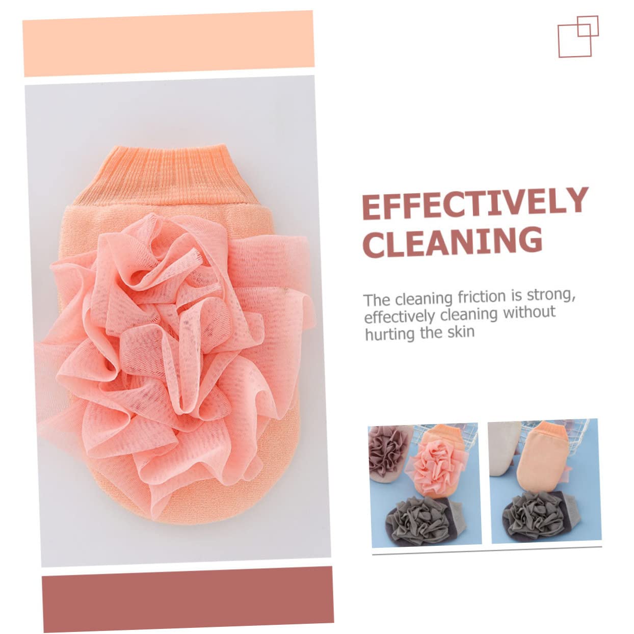Beautifufu Exfoliating Bath Gloves for Men - 2 Pack Flower Scrub Mitts, Body Wash Gloves for Deep Cleansing & Skin Care - Grey & Pink Shower Accessories - Perfect for Spa, Massage & Daily Exfoliation