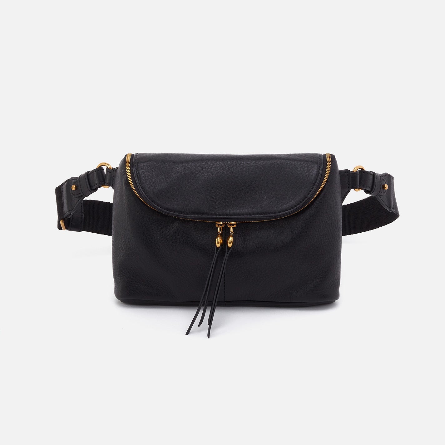 Premium Fern Large Belt Bag in Pebbled Leather - Stylish Black Waist Pack for Travel, Hiking & Everyday Use