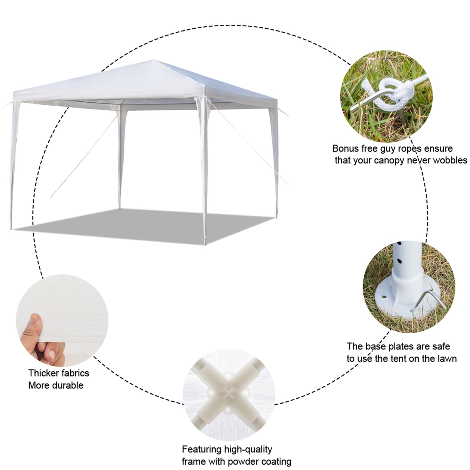 VERYKE 10'x30' White Waterproof Outdoor Canopy Gazebo Tent with 5 Removable Sidewalls, Spiral Tubes & Brighter Windows - Perfect for Patio, Backyard, Wedding, Party, BBQ, and Outdoor Events