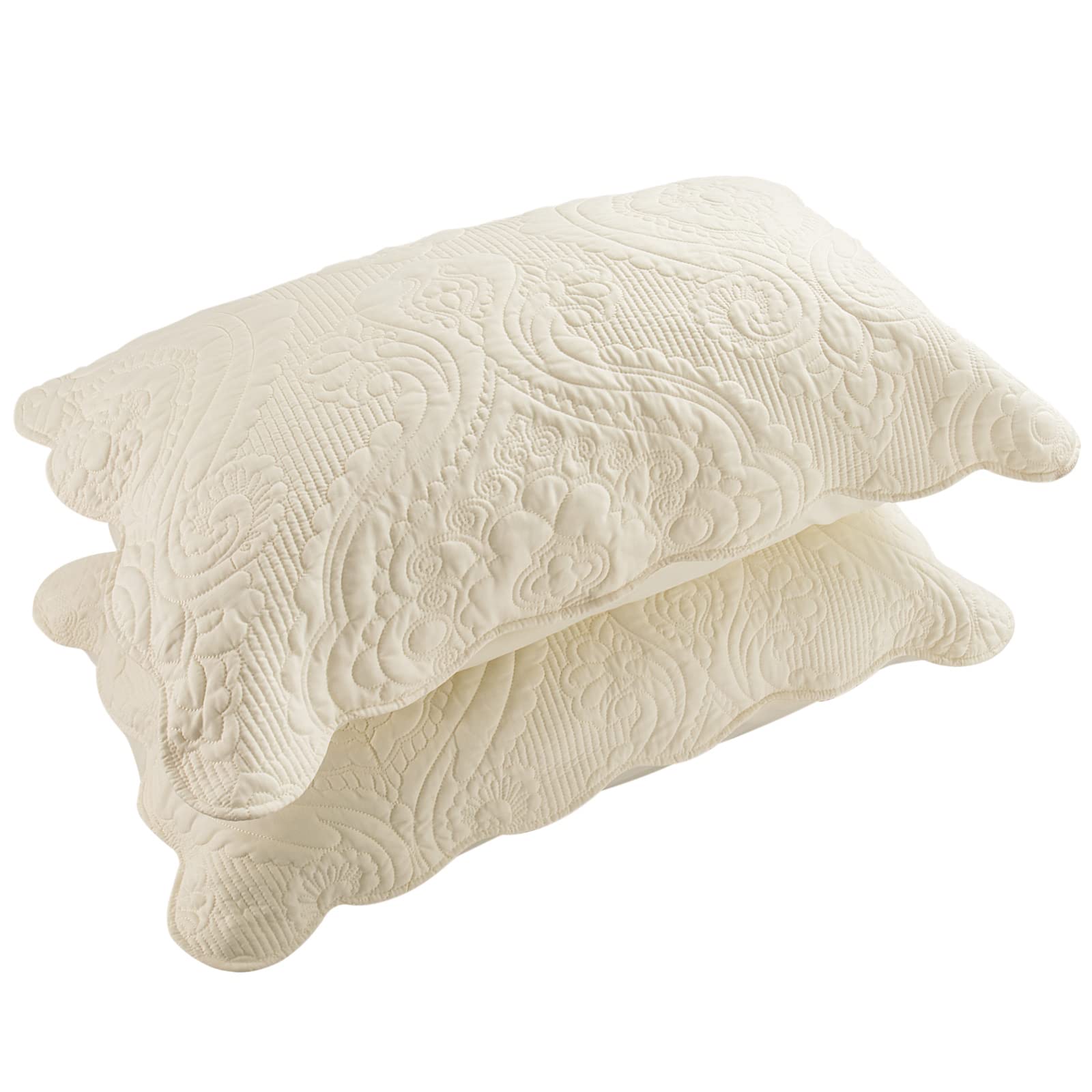BOSOWOS Quilted Pillow Shams Set of 2 - Soft Breathable Microfiber Standard Size Bed Pillow Covers with Envelope Closure (Light Yellow, 20x26 Inch) for Bedroom Decor, Living Room Accent & Guest Room Styling