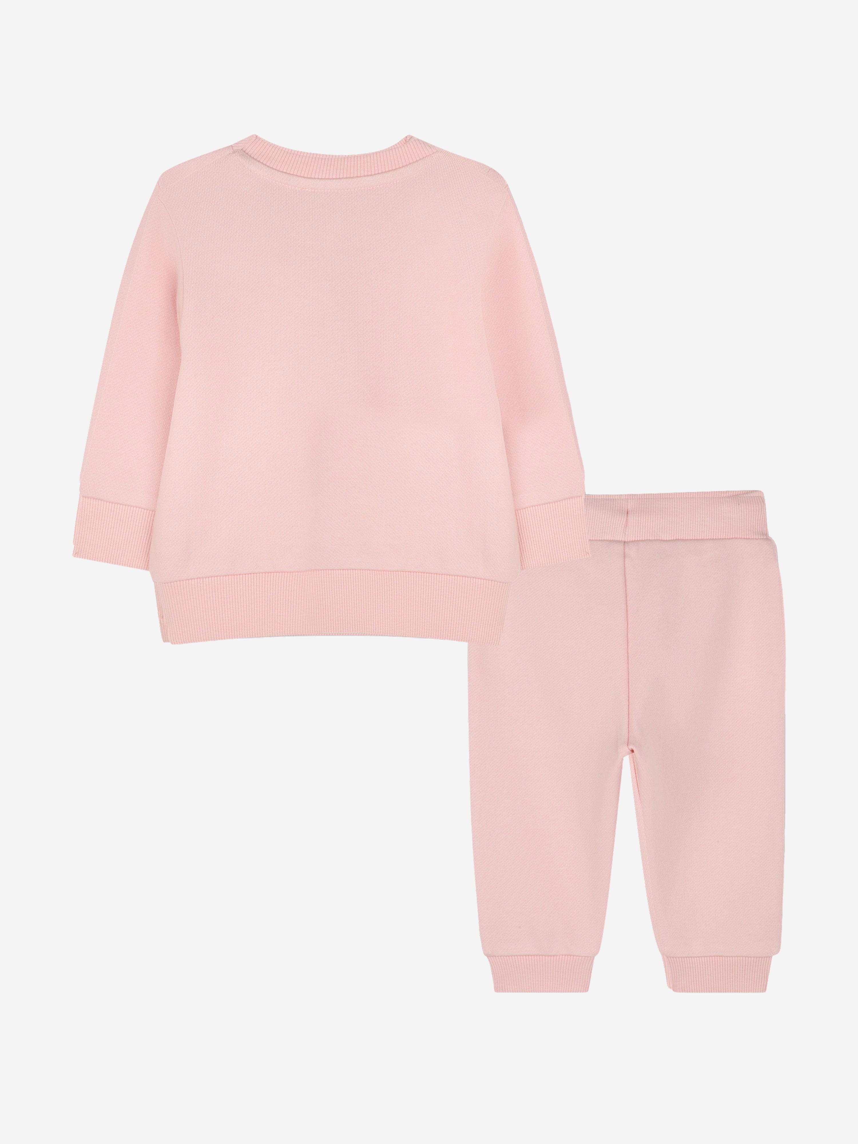 Adorable Pink Baby Girls Tiger Logo Tracksuit Set - Soft Cotton Jogger Outfit for Playdates & Family Photos