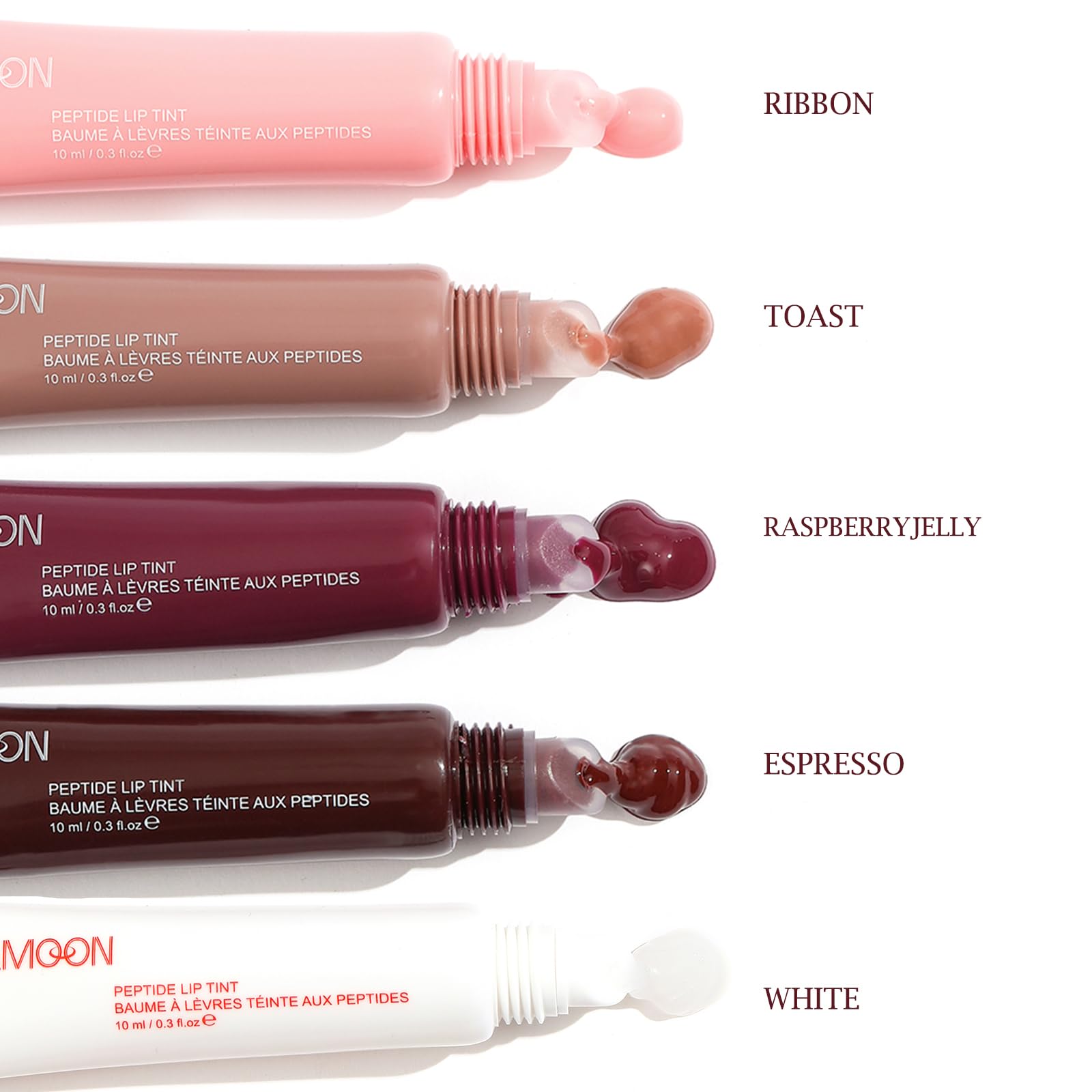 5 Colors Hydrating Lip Glow Oil - Ribbon, Toast, Raspberry Jelly, Espresso & White Tinted Lip Gloss | Moisturizing, Nourishing Lip Care for Plump, Soft Lips | Perfect for Daily Hydration, Makeup Looks & Gift Giving